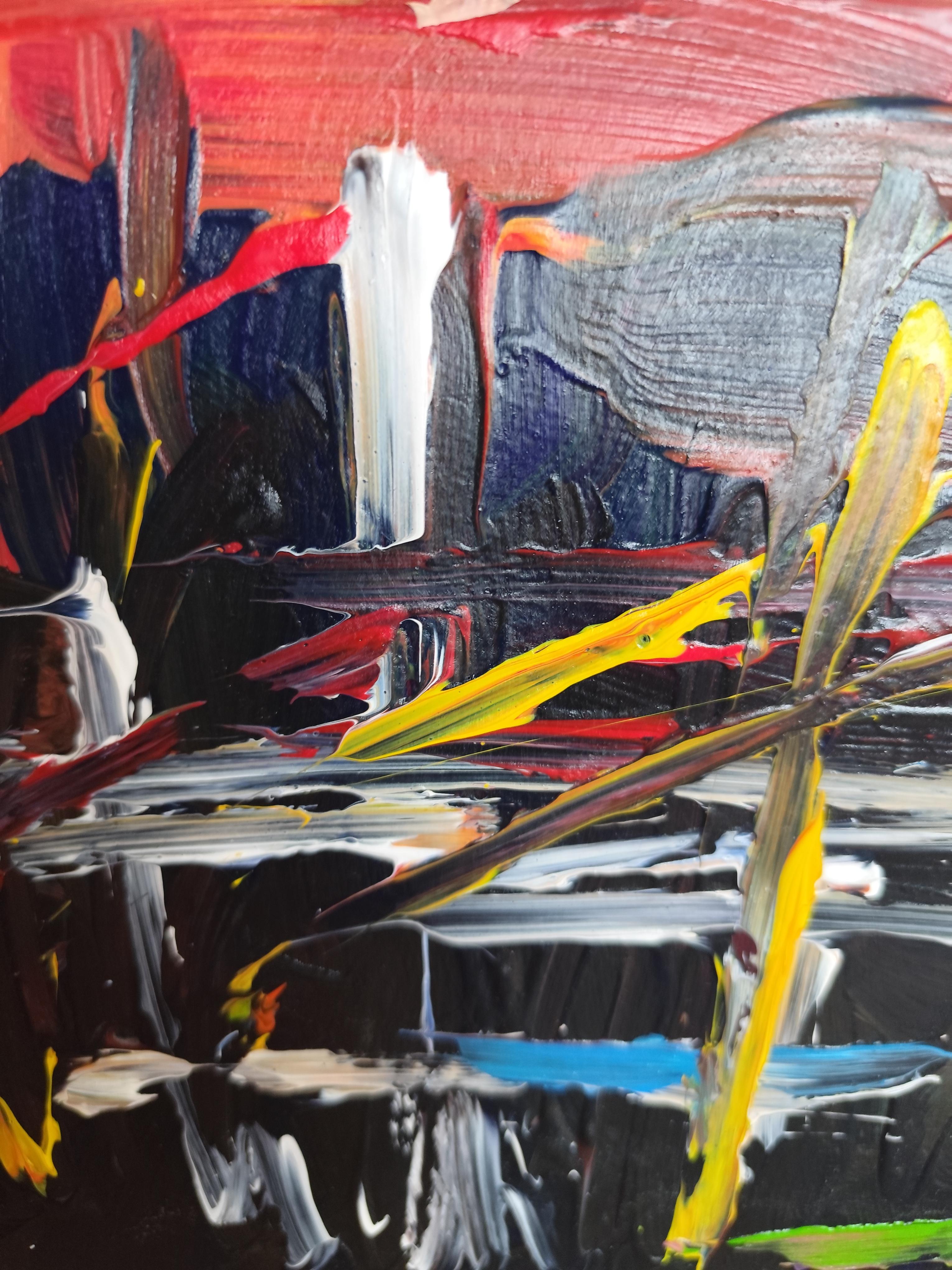 Pintura acrílica expresiva abstracta contemporánea de interior sobre papel en venta 4