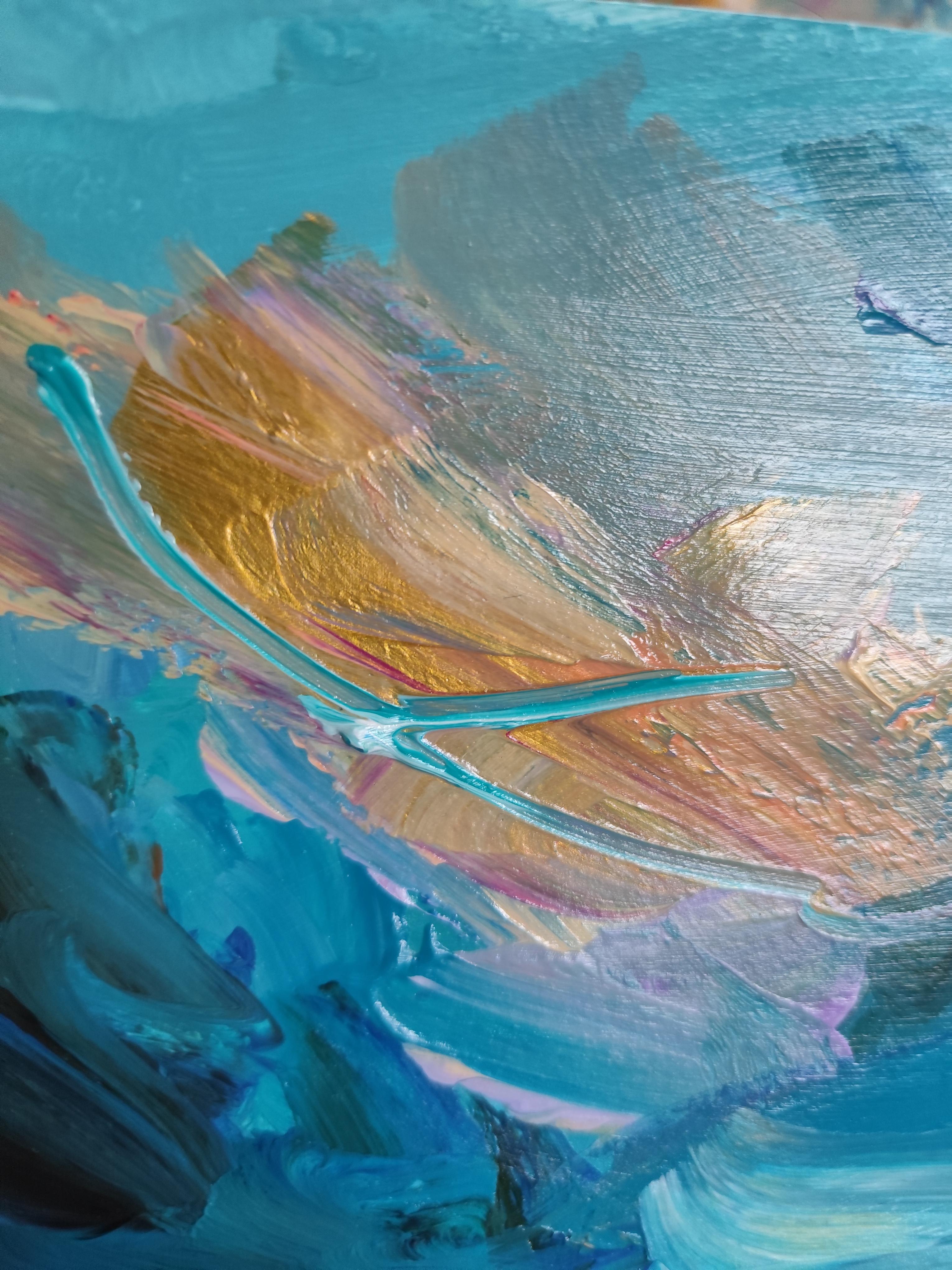 Abstracto contemporáneo  paisaje marino pintura acrílicapapel 