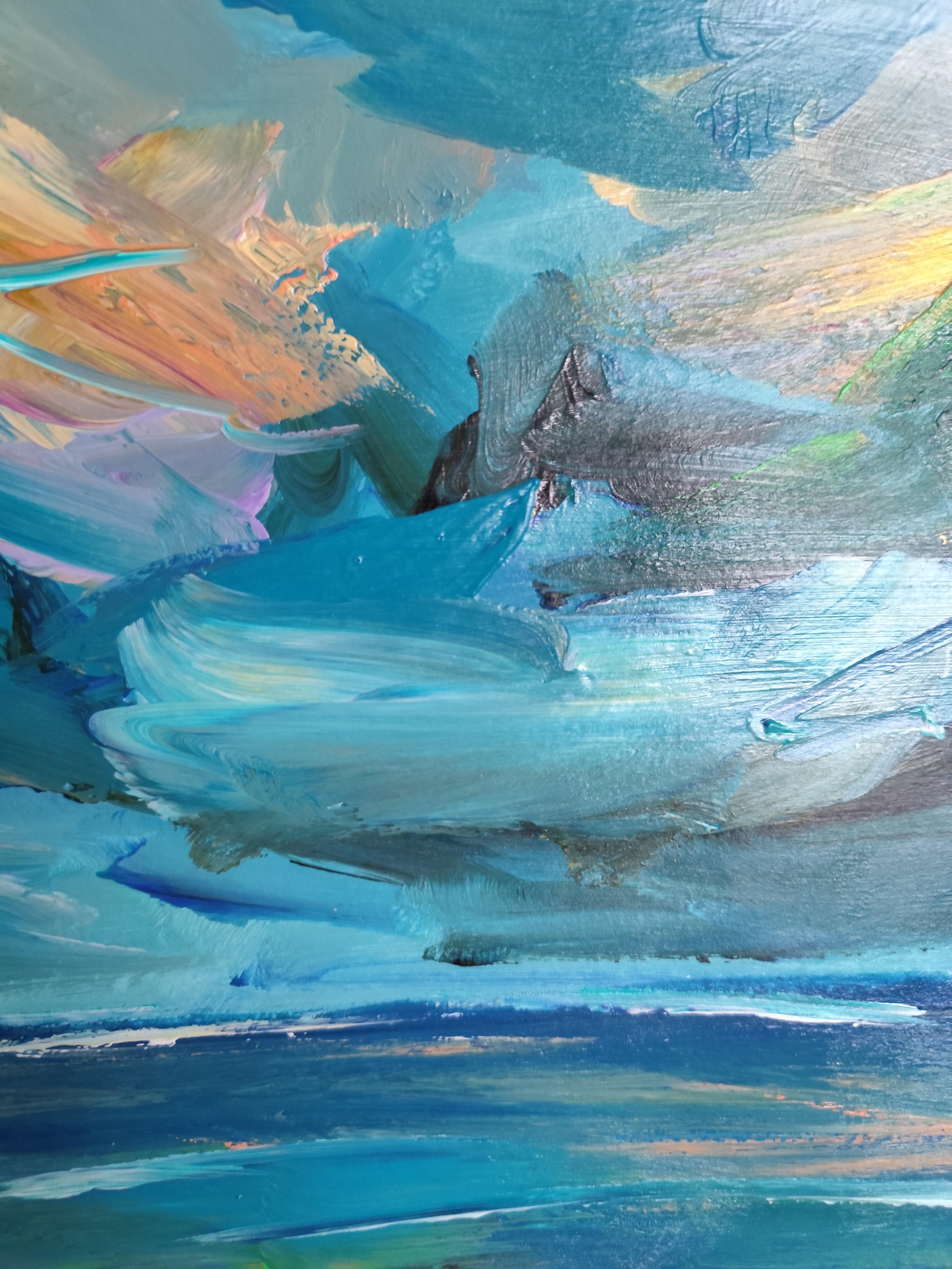 Abstracto contemporáneo  paisaje marino pintura acrílicapapel 