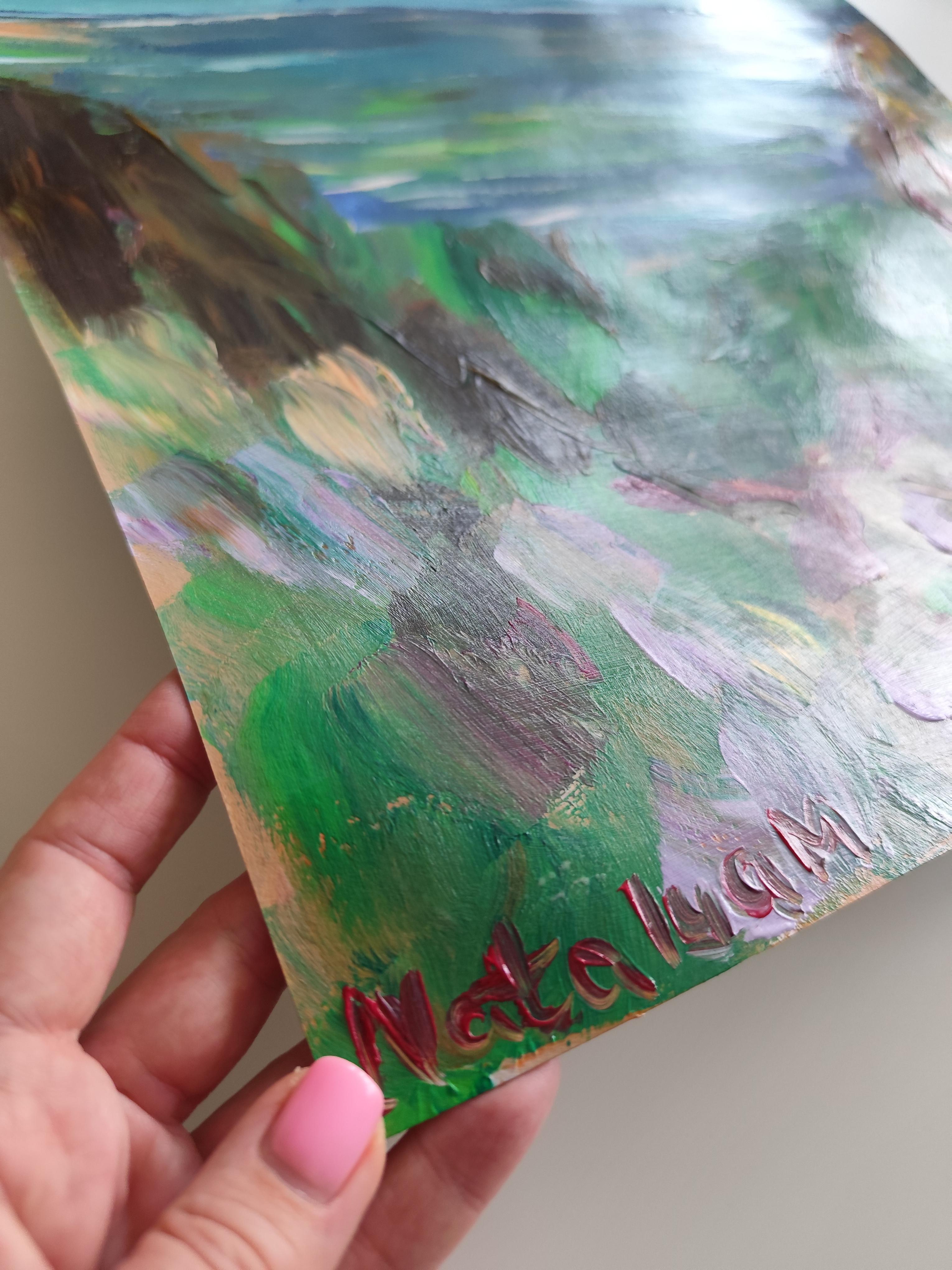 Abstracto contemporáneo  paisaje marino pintura acrílicapapel 