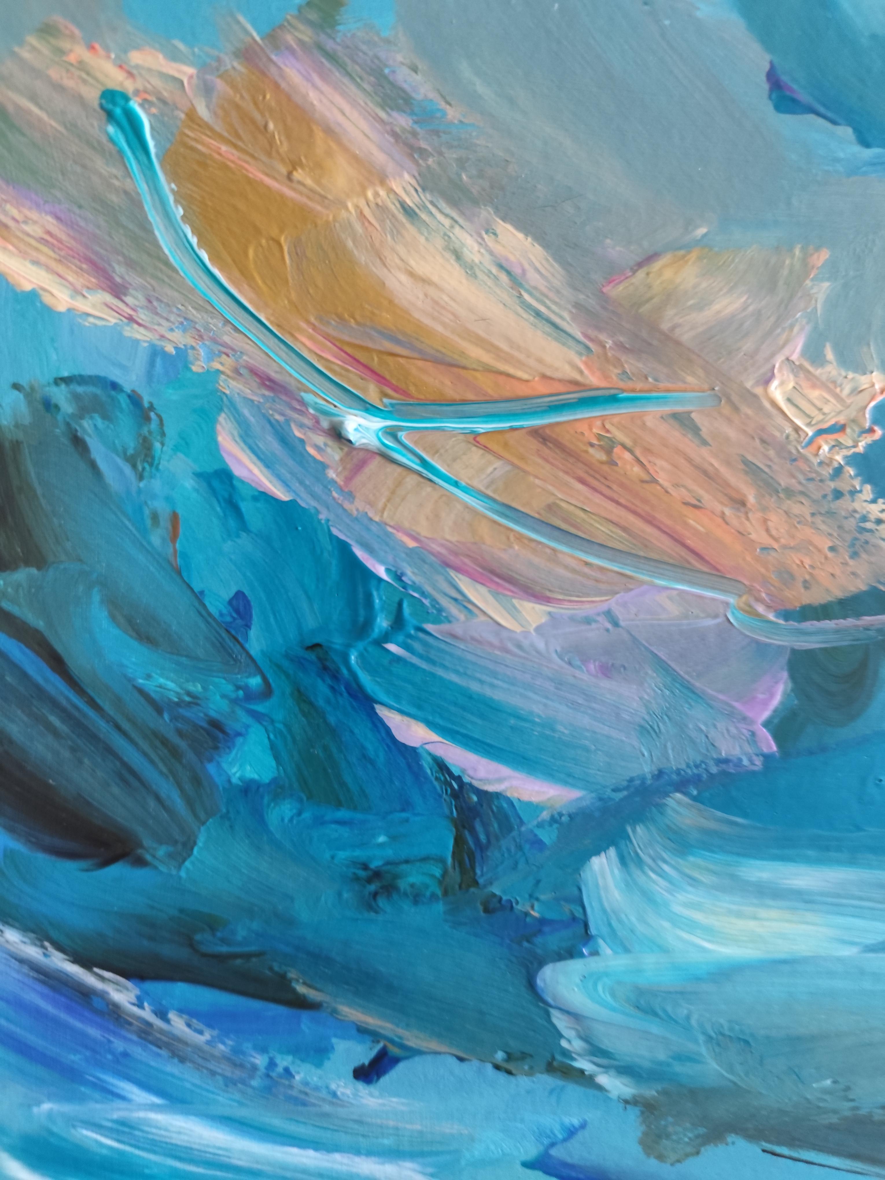 Abstracto contemporáneo  paisaje marino pintura acrílicapapel 