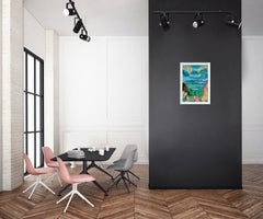 Contemporary abstract  seascape acrylic paintingpaper "Whispers of the coast"