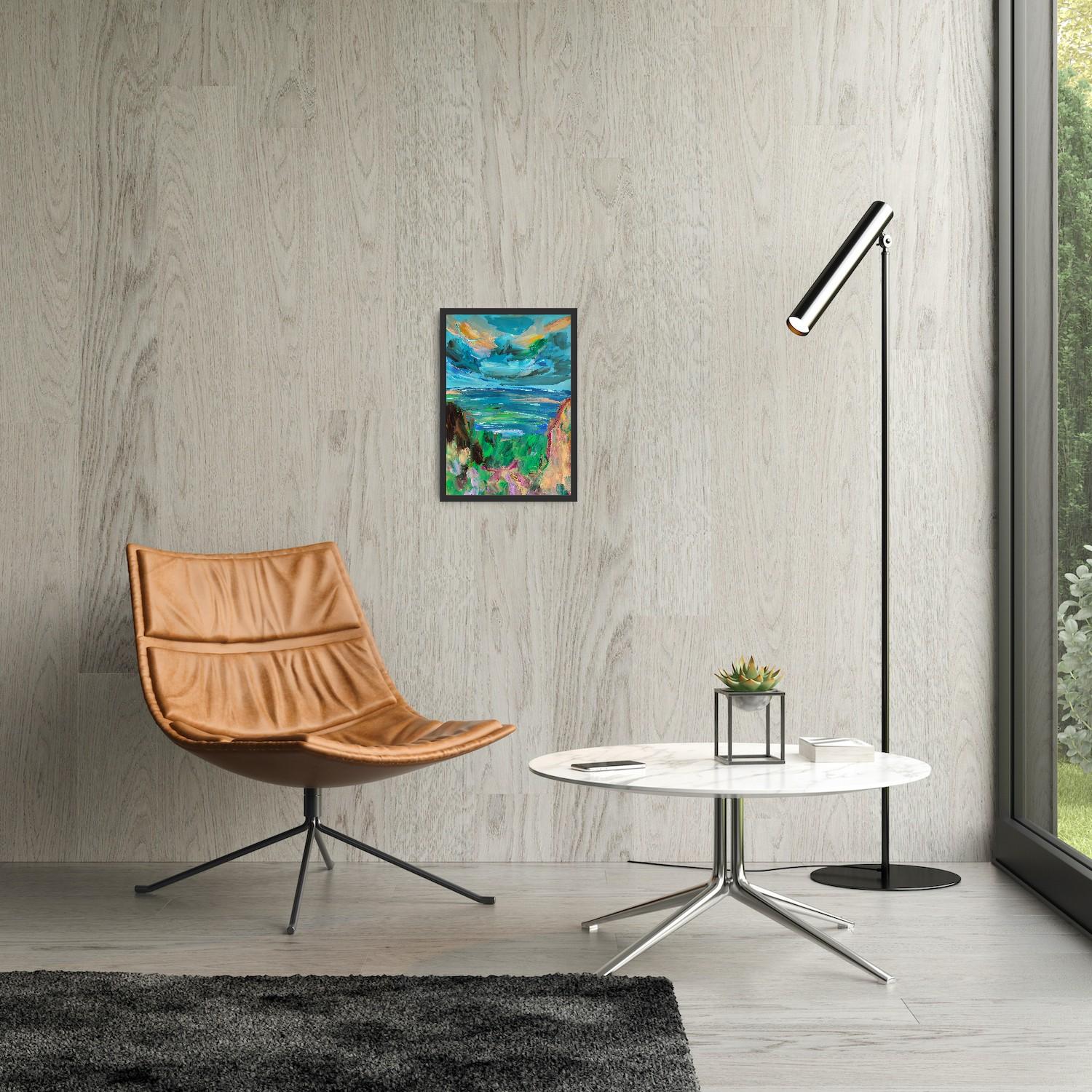 Abstracto contemporáneo  paisaje marino pintura acrílicapapel 