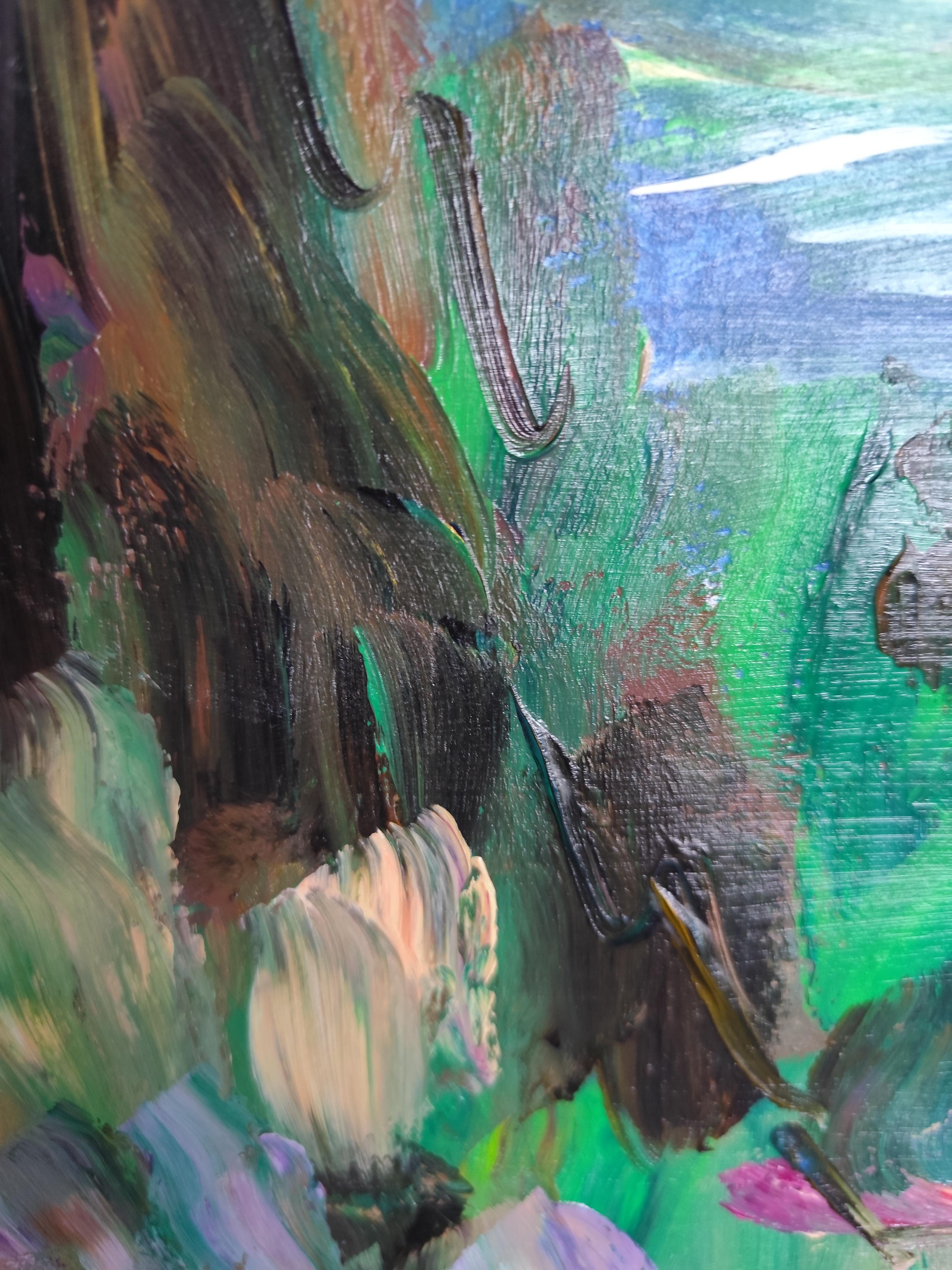 Abstracto contemporáneo  paisaje marino pintura acrílicapapel 