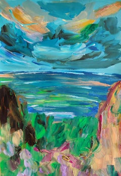 Abstrait contemporain  Papier peint acrylique «hispers of the coast » (hispers de la côte)