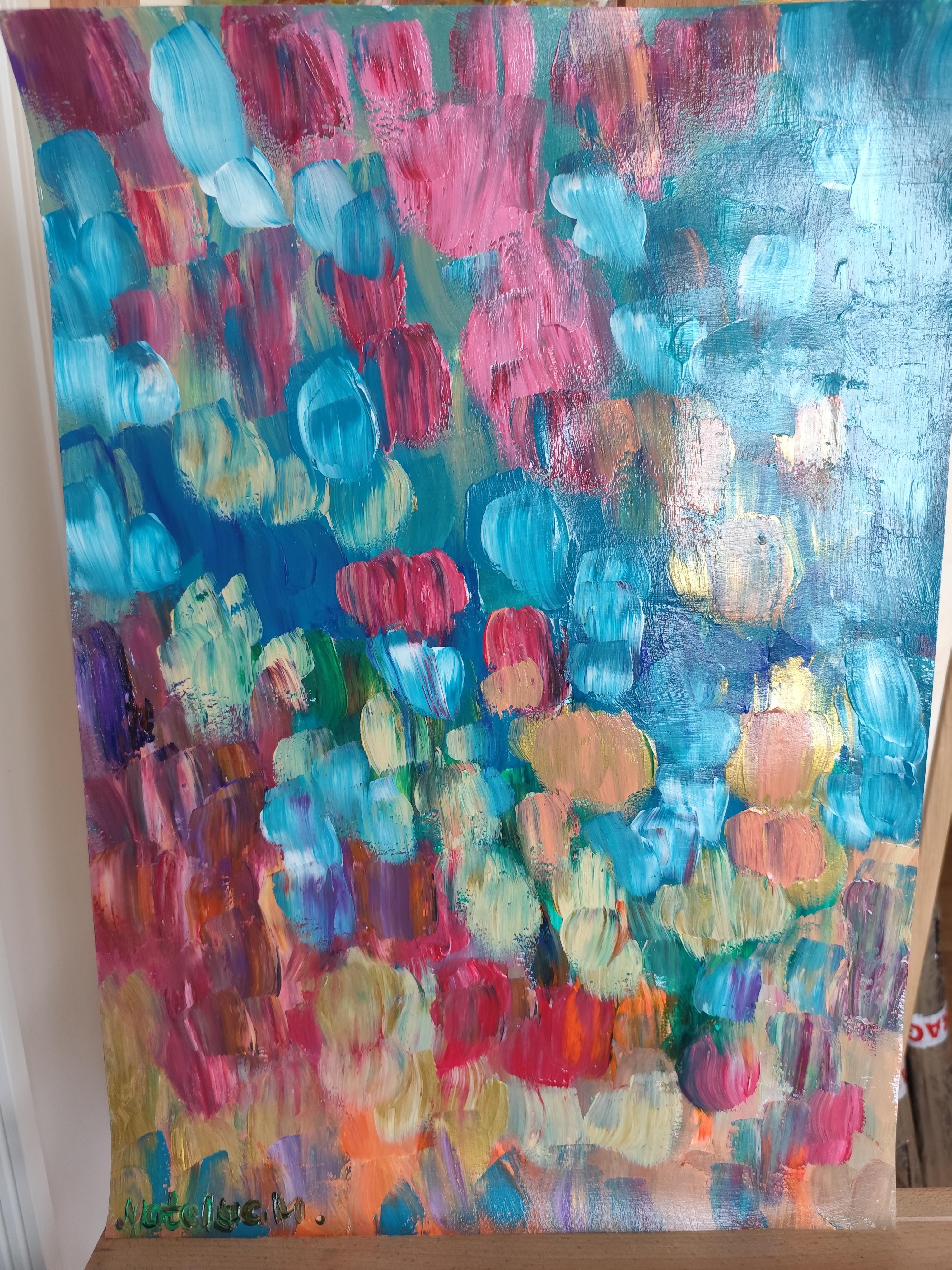 Pittura astratta contemporanea su carta 