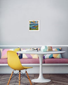 Peinture abstraite contemporaine à l'aquarelle "Seabreeze silence" sur papier