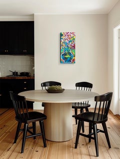 Quadro astratto contemporaneo con bouquet floreale giallo su tela "Solar Bloom".