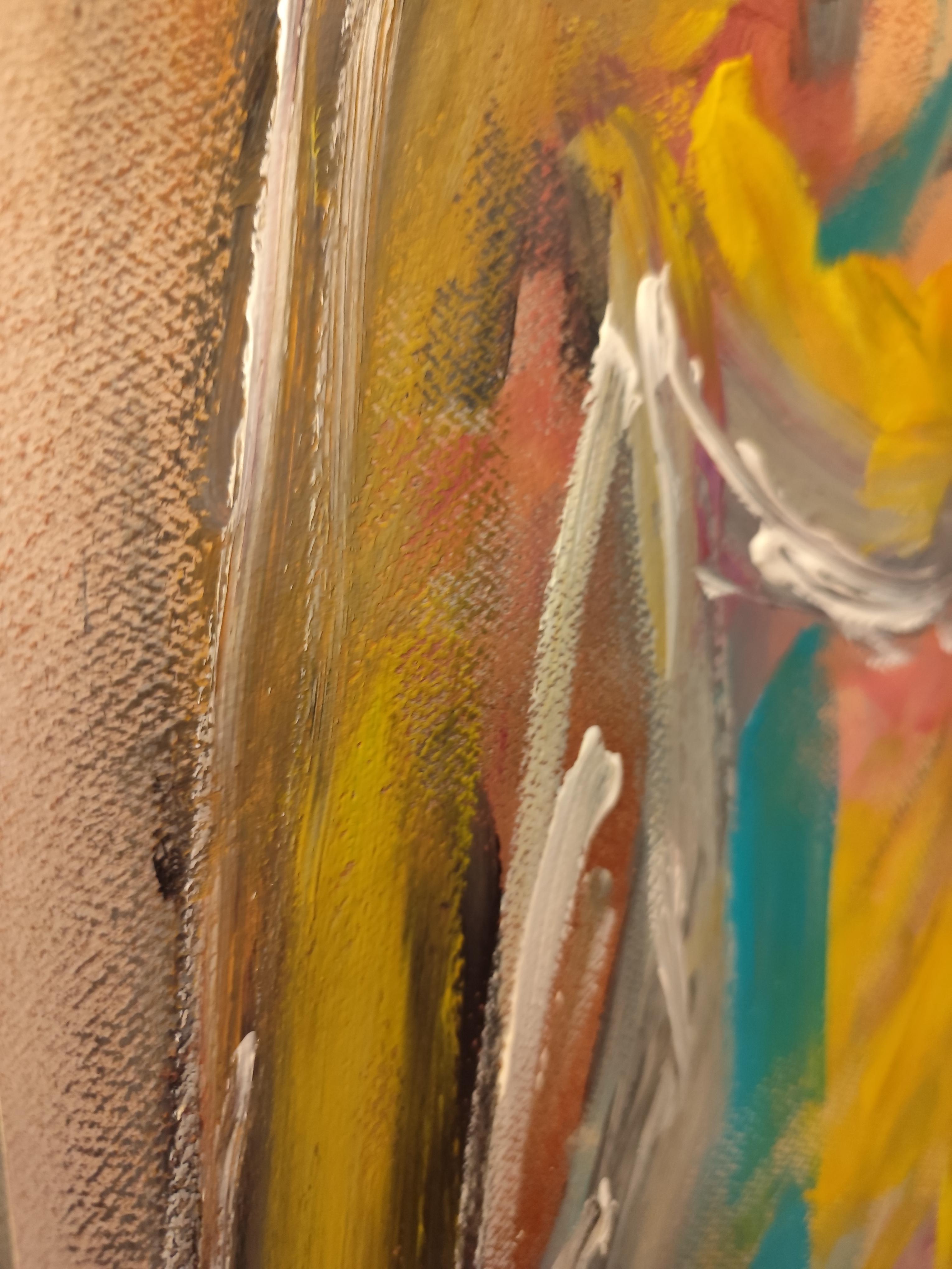 Quadro astratto colorato contemporaneo di corpo di donna su carta in vendita 5