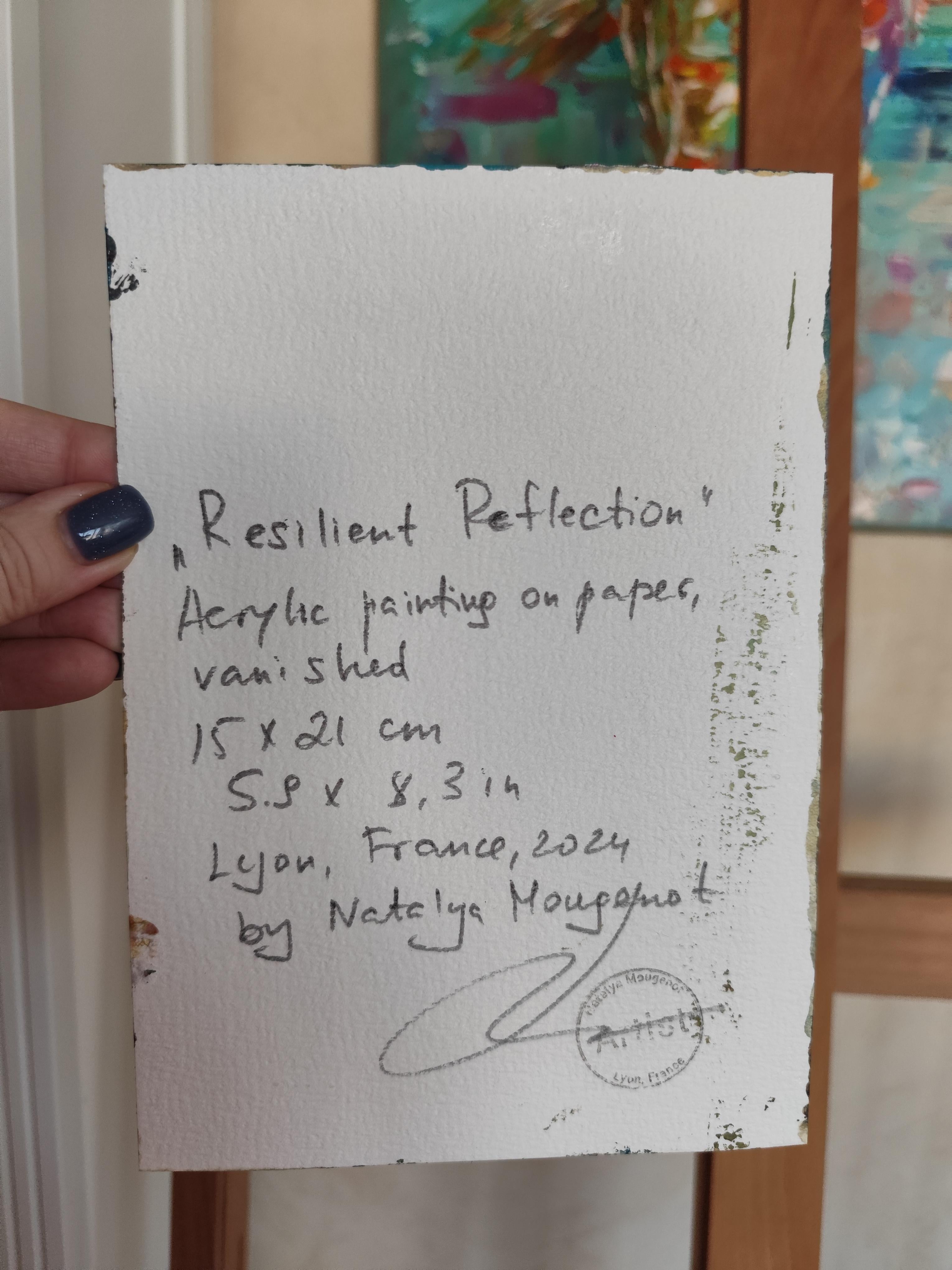 Zeitgenössische bunte abstrakte Acrylmalerei des Körpers einer Frau auf Papier im Angebot 5