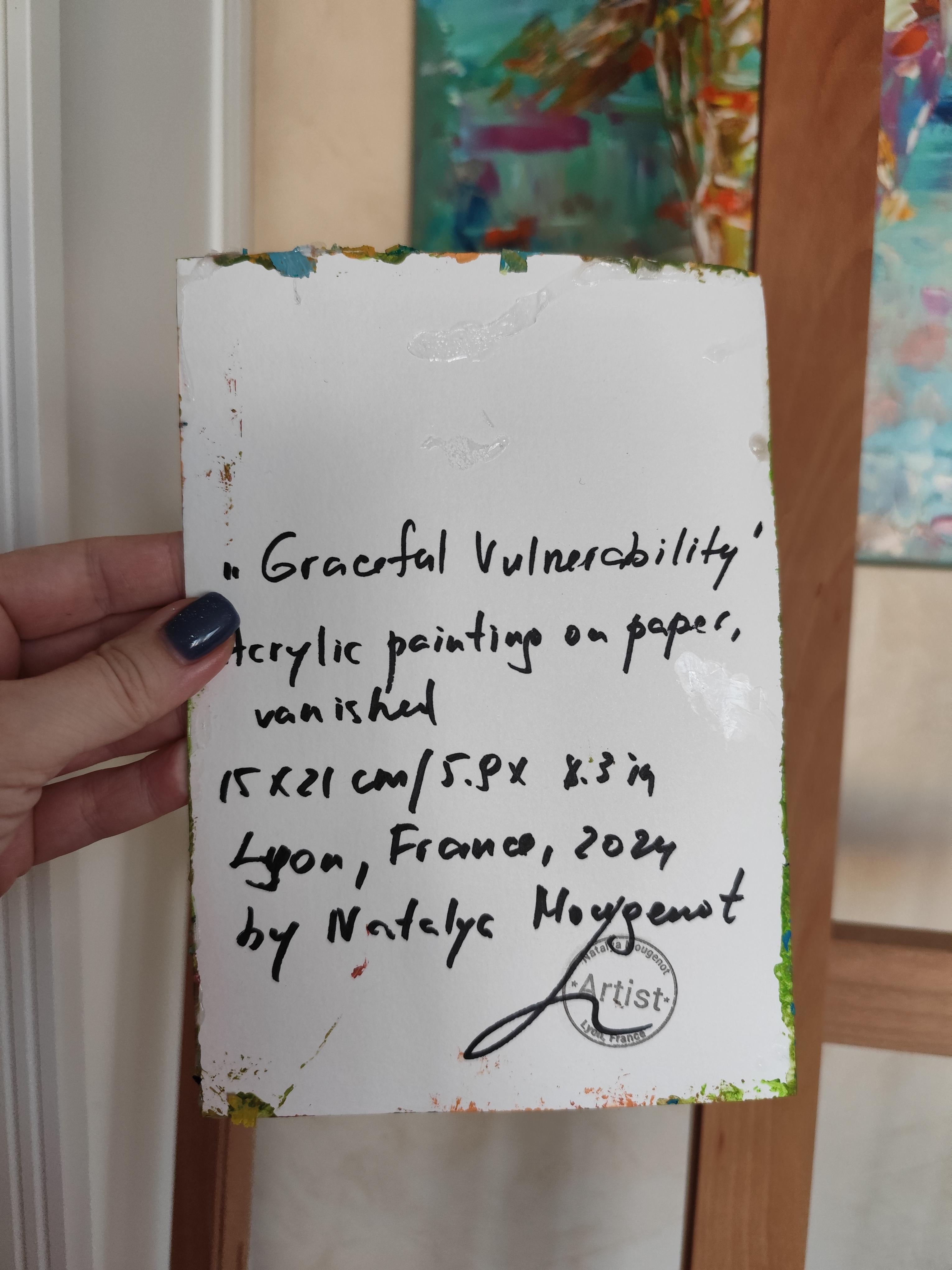 Zeitgenössische bunte abstrakte Acrylmalerei des Körpers einer Frau auf Papier im Angebot 5
