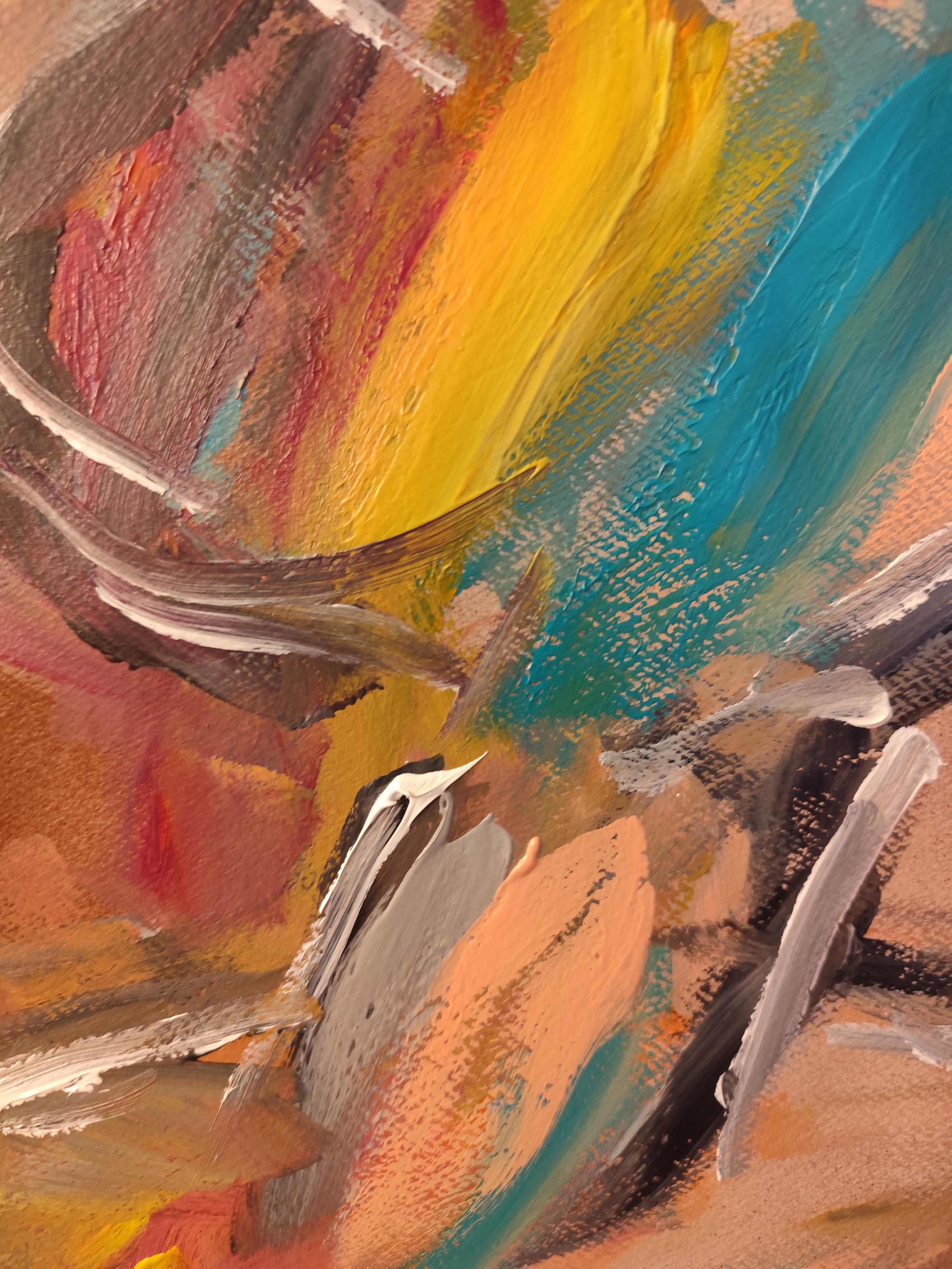 Quadro astratto colorato contemporaneo di corpo di donna su carta in vendita 6