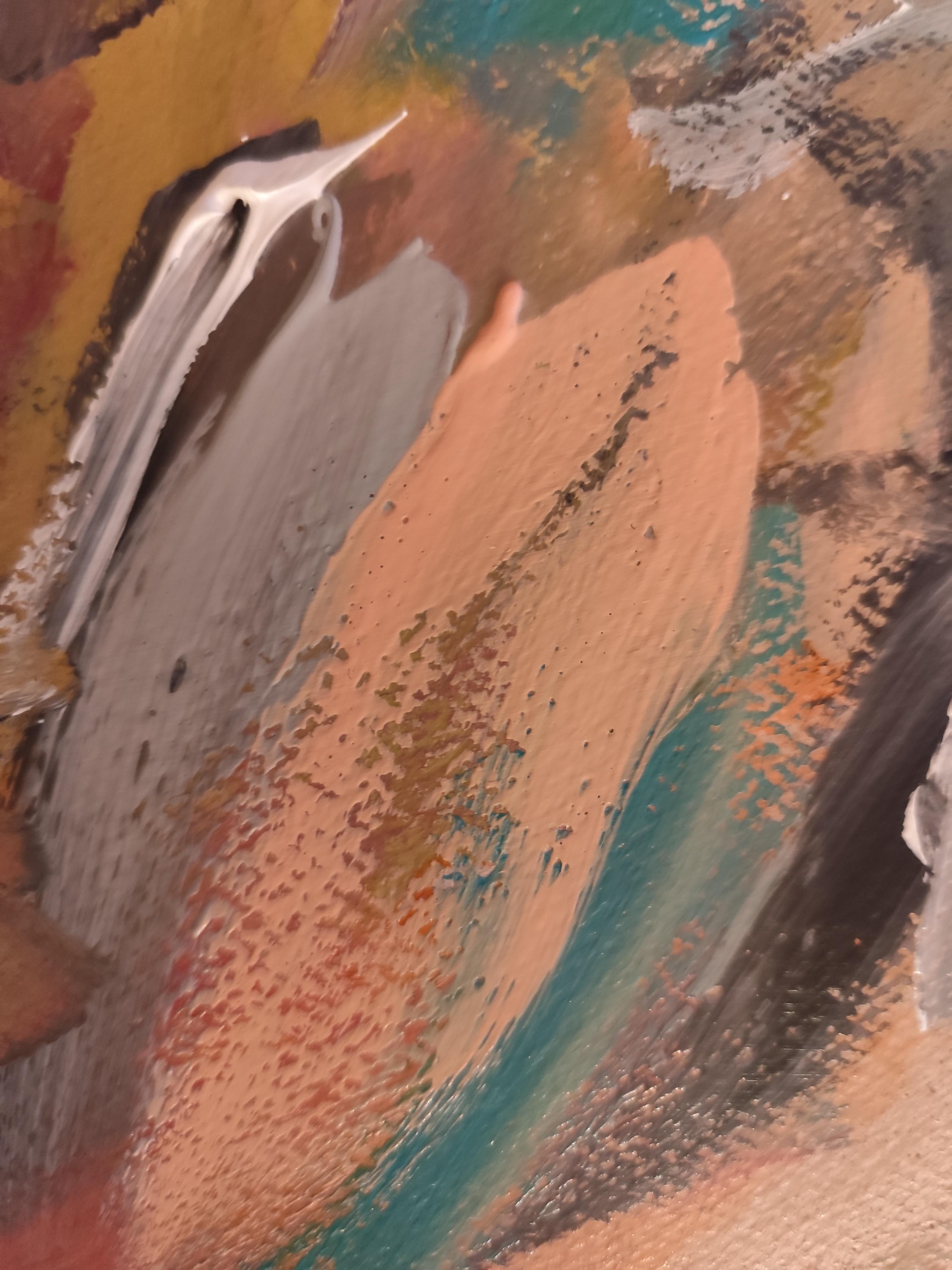 Quadro astratto colorato contemporaneo di corpo di donna su carta in vendita 11