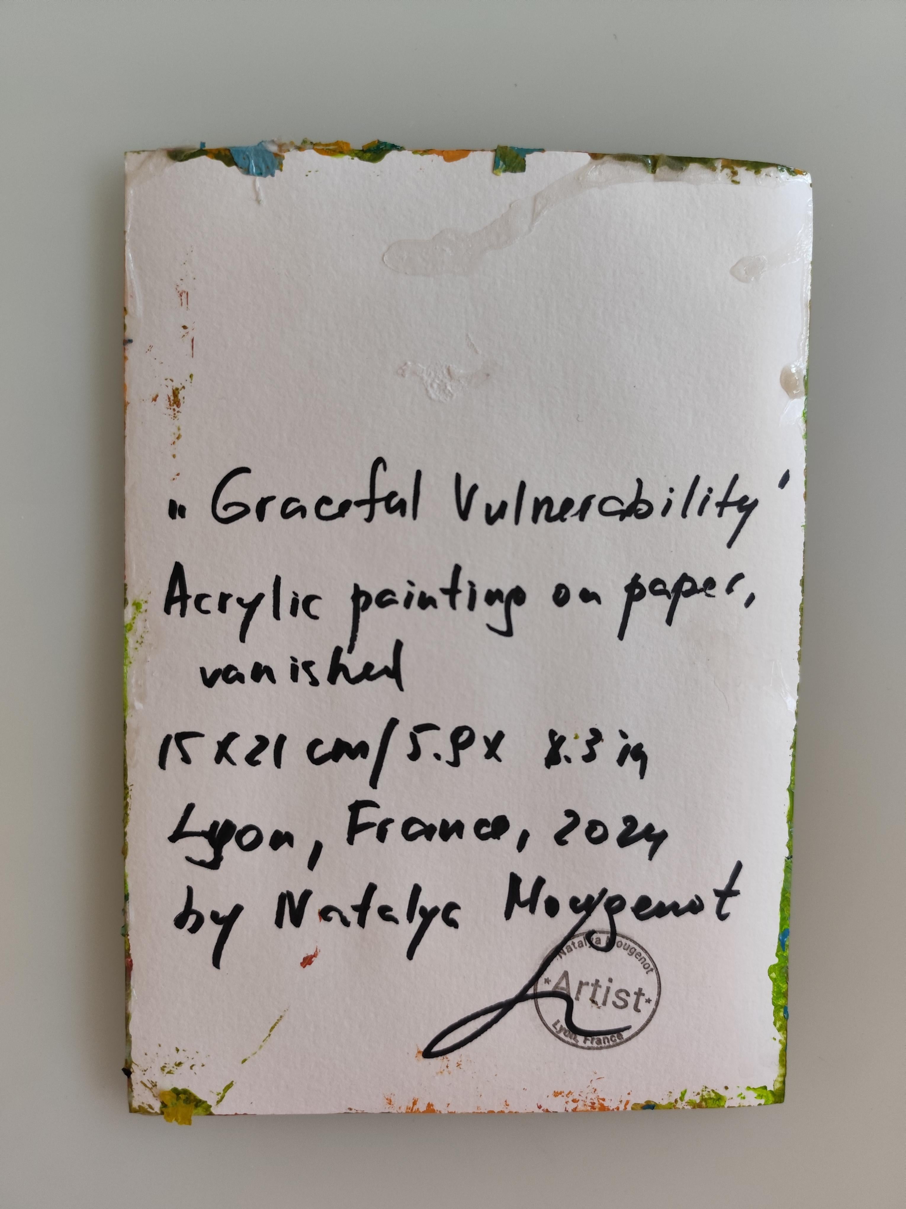 Zeitgenössische bunte abstrakte Acrylmalerei des Körpers einer Frau auf Papier im Angebot 14