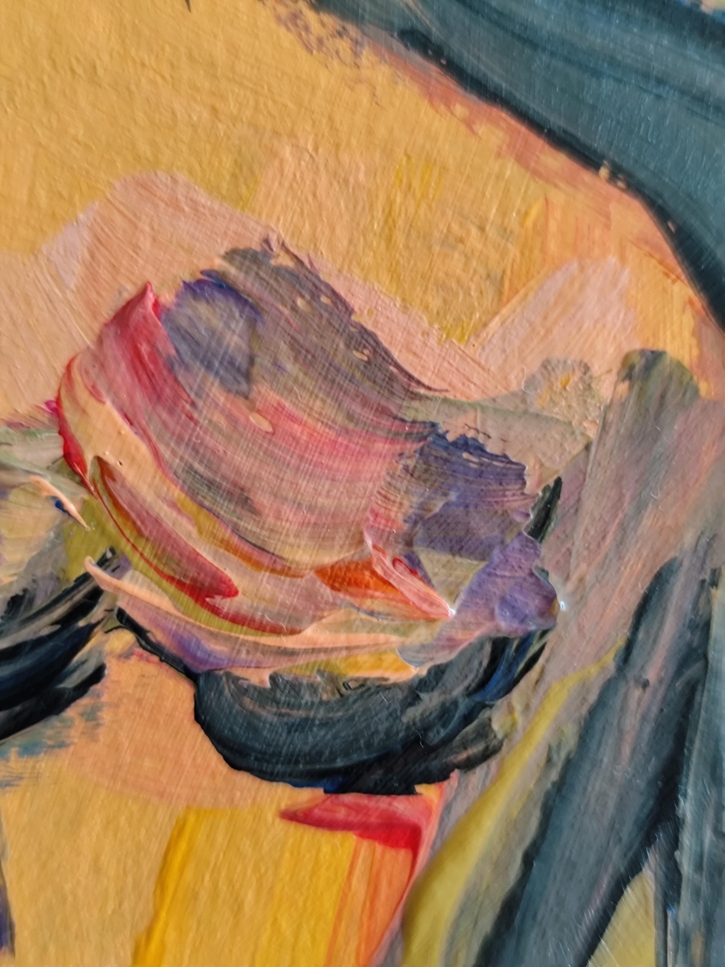 Zeitgenössische bunte abstrakte Acrylmalerei des Körpers einer Frau auf Papier im Angebot 3