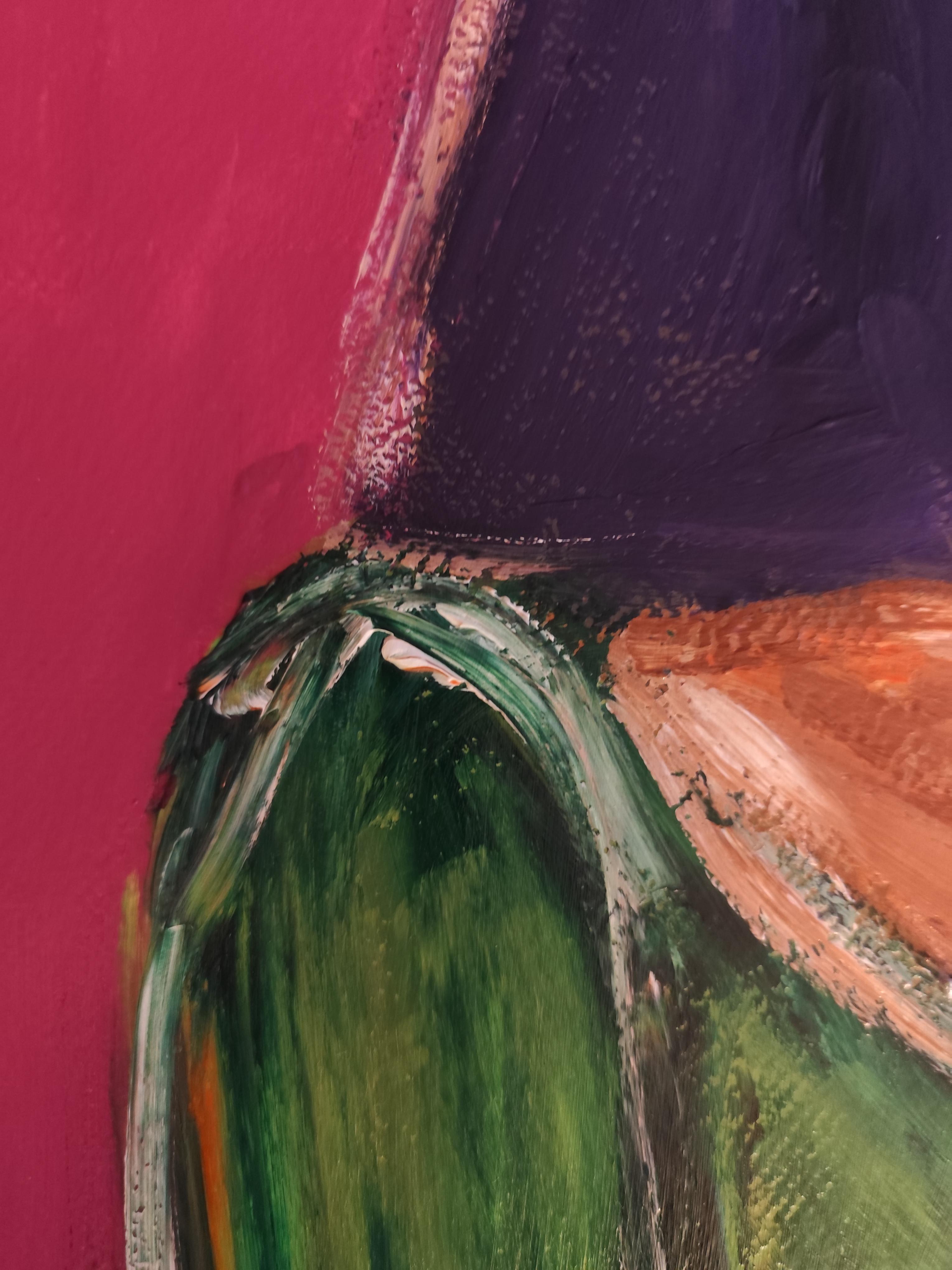 Ritratto astratto di donna in stile contemporaneo e colorato, pittura acrilica su carta in vendita 9