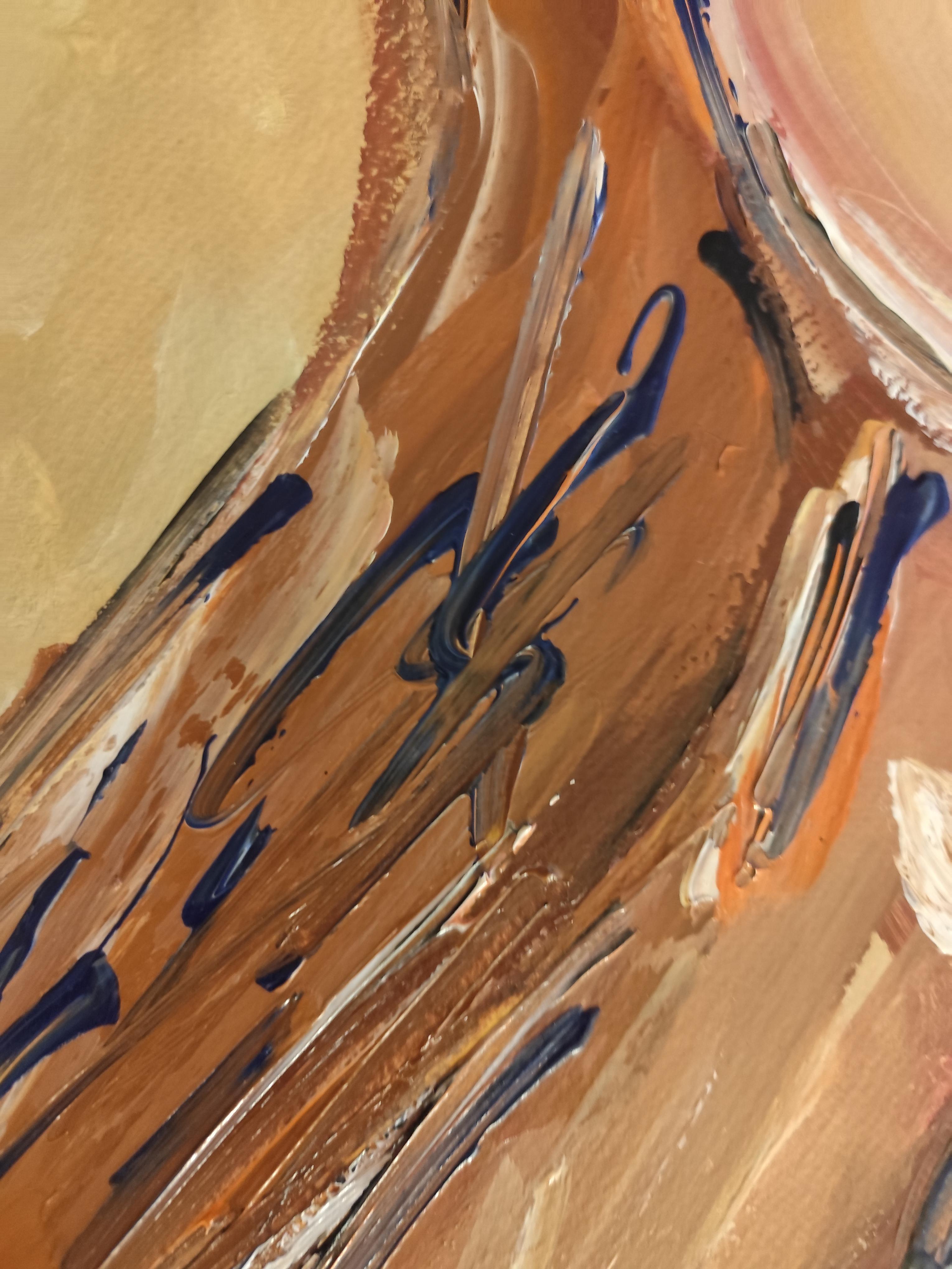 Ritratto astratto di donna in stile contemporaneo e colorato, pittura acrilica su carta in vendita 11