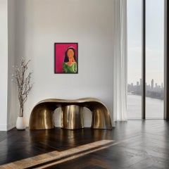 Retrato abstracto contemporáneo colorido de mujer pintura acrílica sobre papel