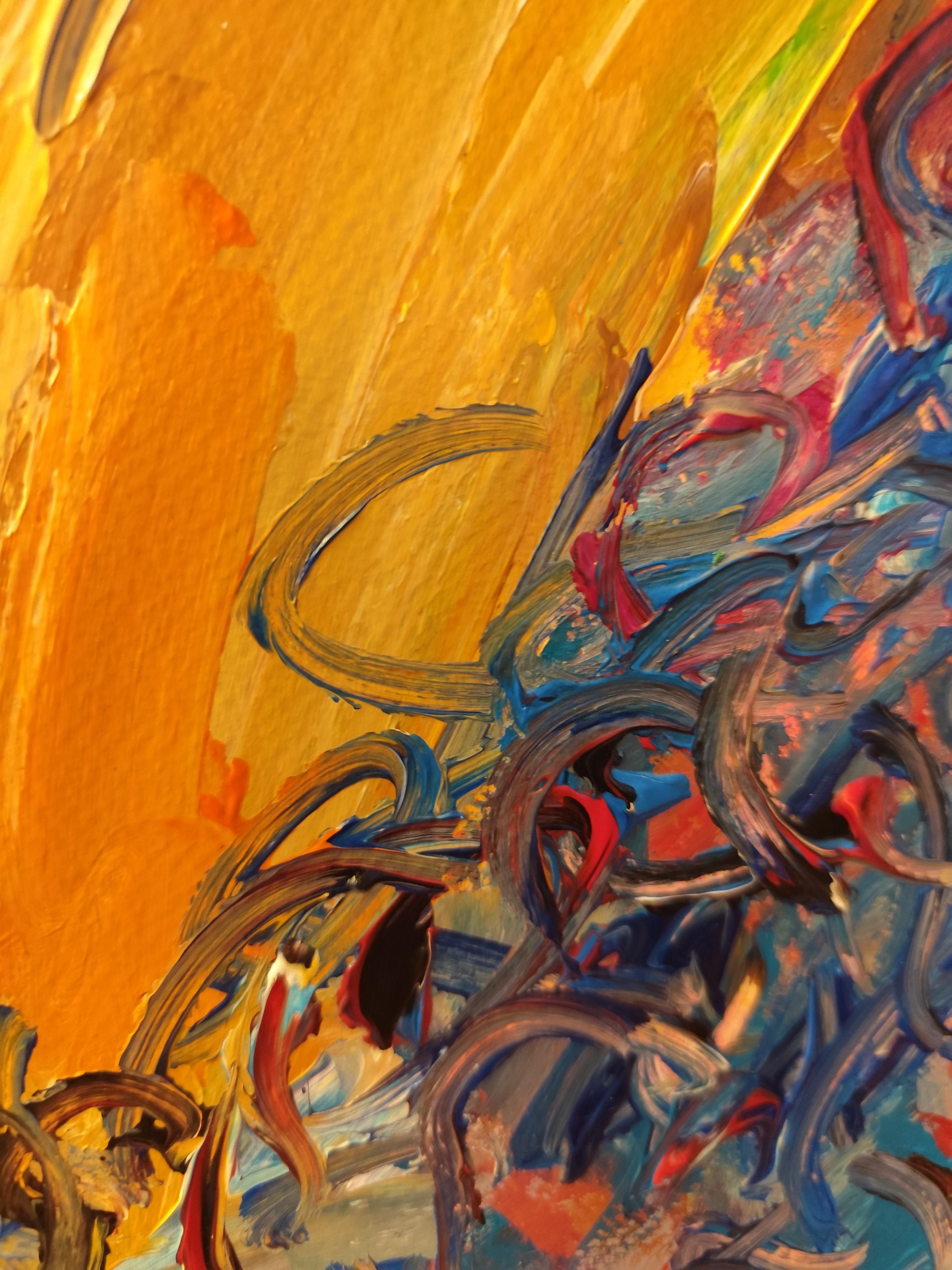Ritratto astratto di donna in stile contemporaneo e colorato, pittura acrilica su carta in vendita 3