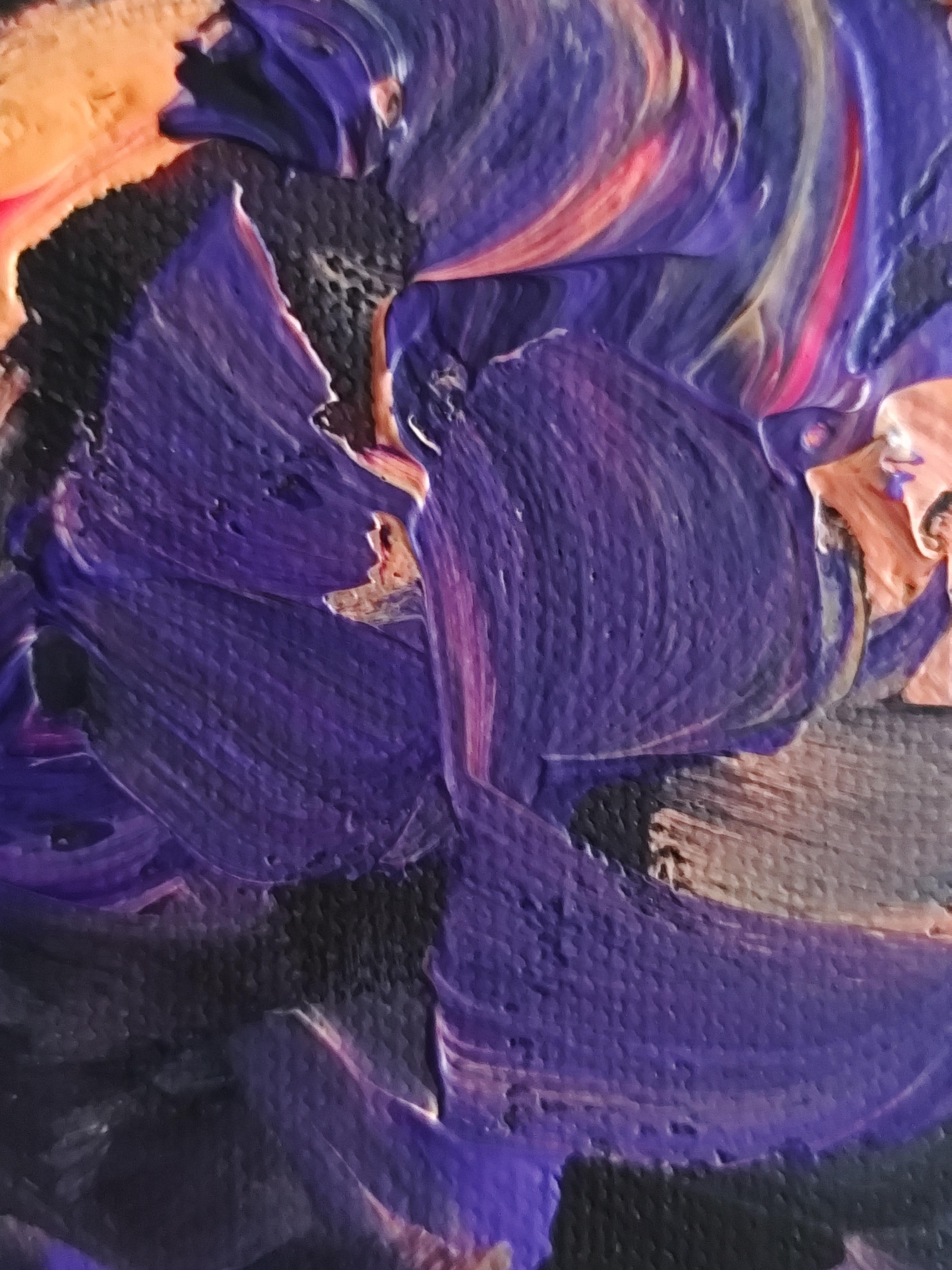 Retrato abstracto contemporáneo colorido de mujer pintura acrílica sobre lienzo en venta 9