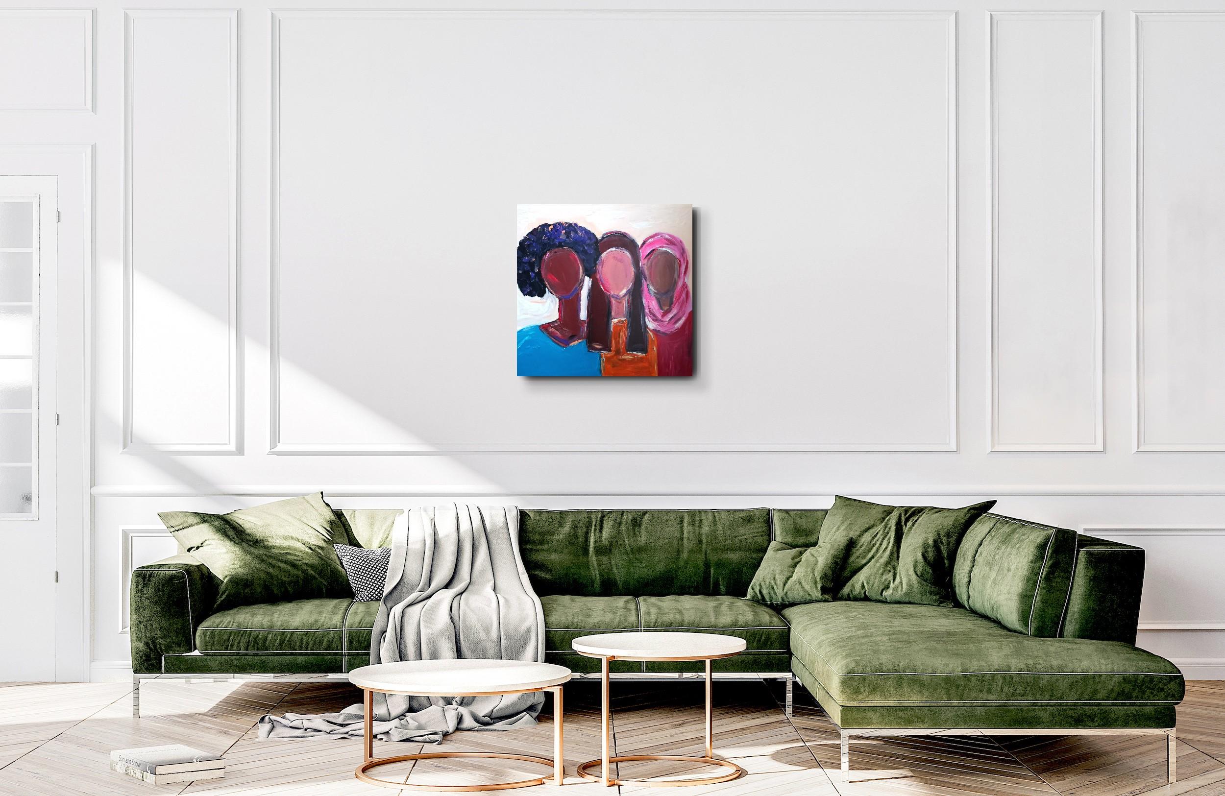Titulada Empowered in Friendship, esta vibrante pintura fue creada por la artista francesa de origen ruso, nacida en Kazajstán, Natalya Mougenot. La obra representa a tres mujeres, cada una con un peinado distinto, que simbolizan el poder del