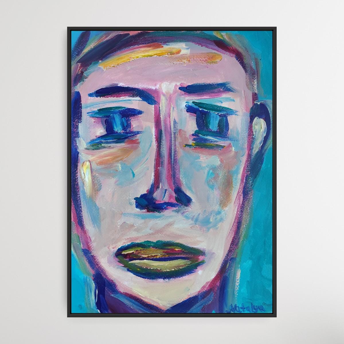Portrait d'homme abstrait expressionniste contemporain 