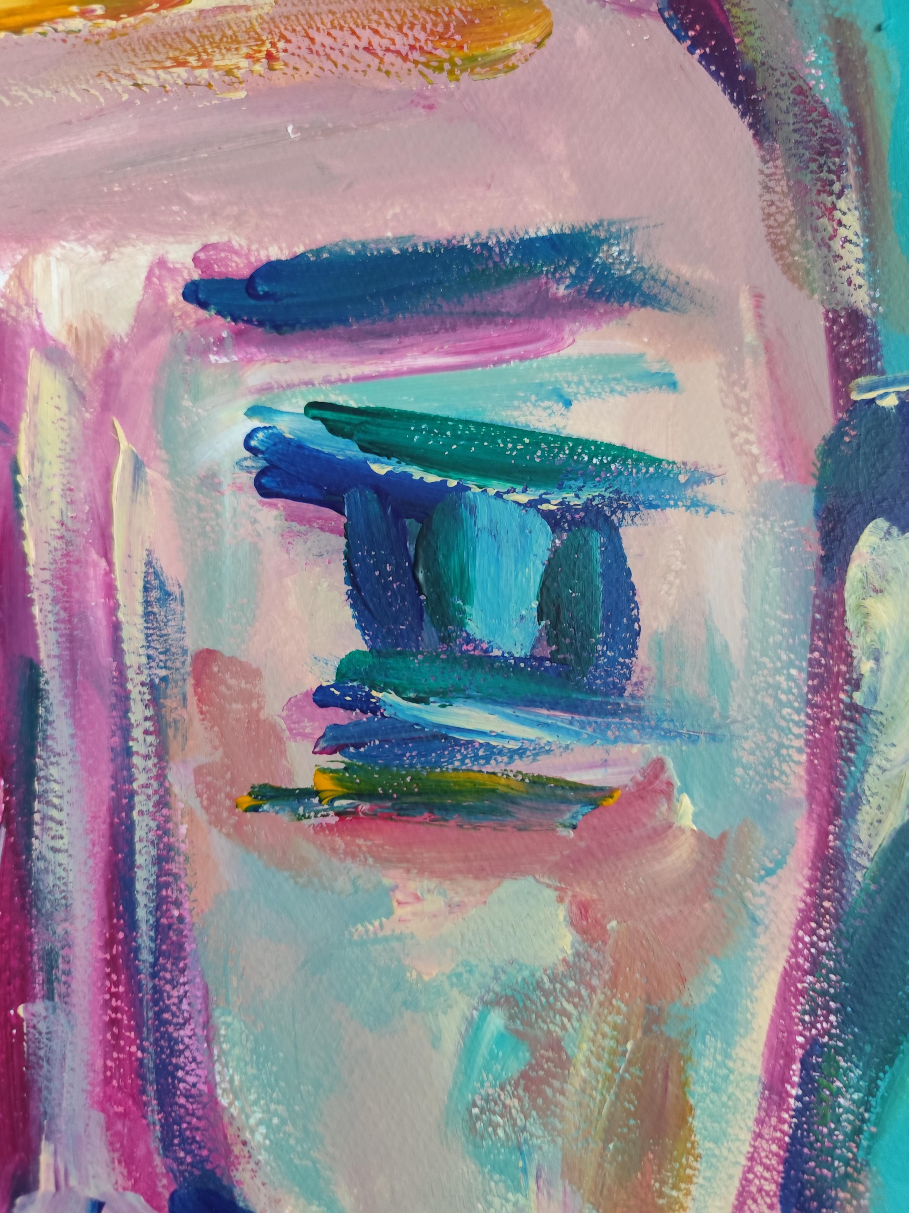 Portrait d'homme abstrait expressionniste contemporain 