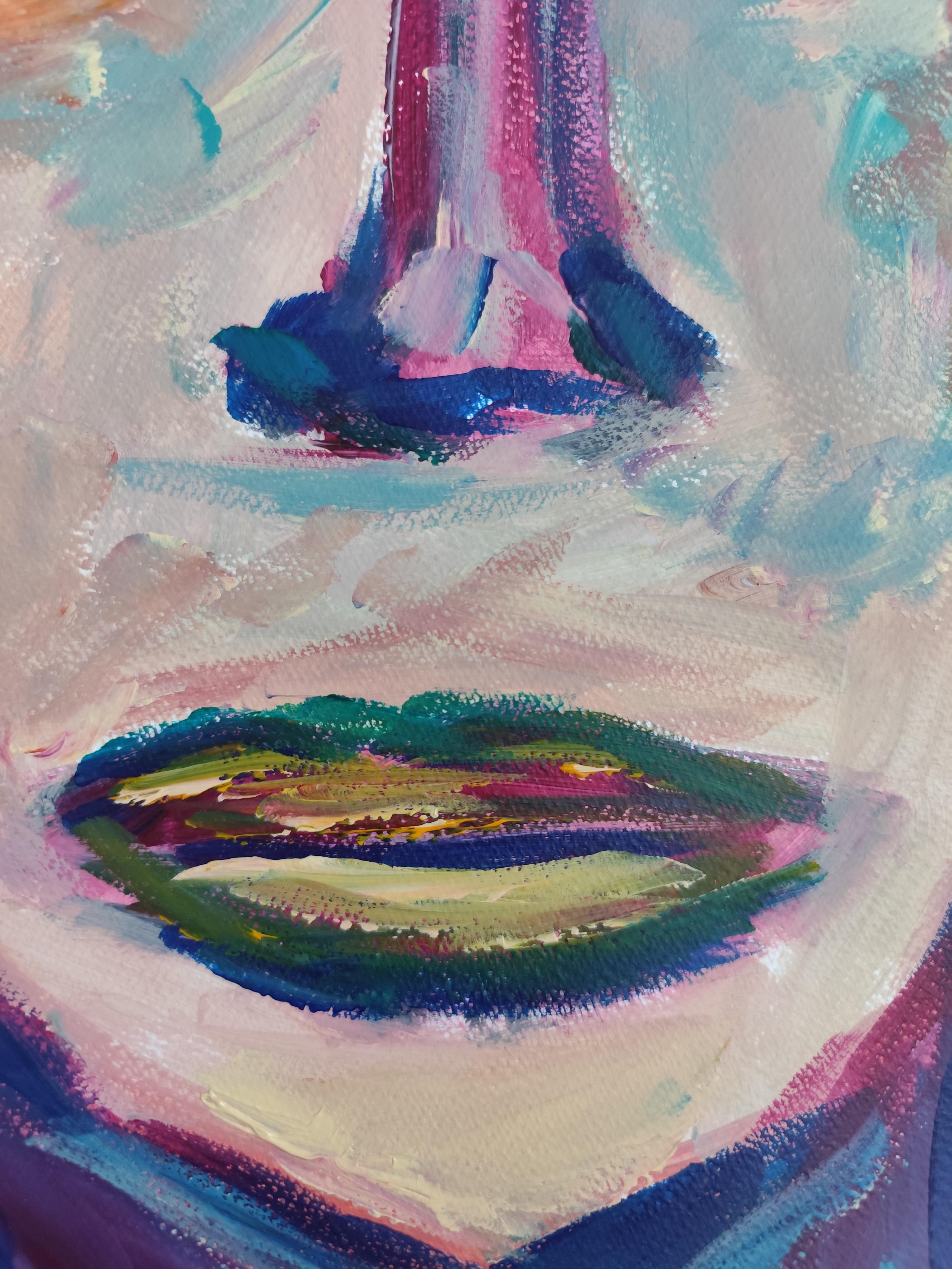 Portrait d'homme abstrait expressionniste contemporain 