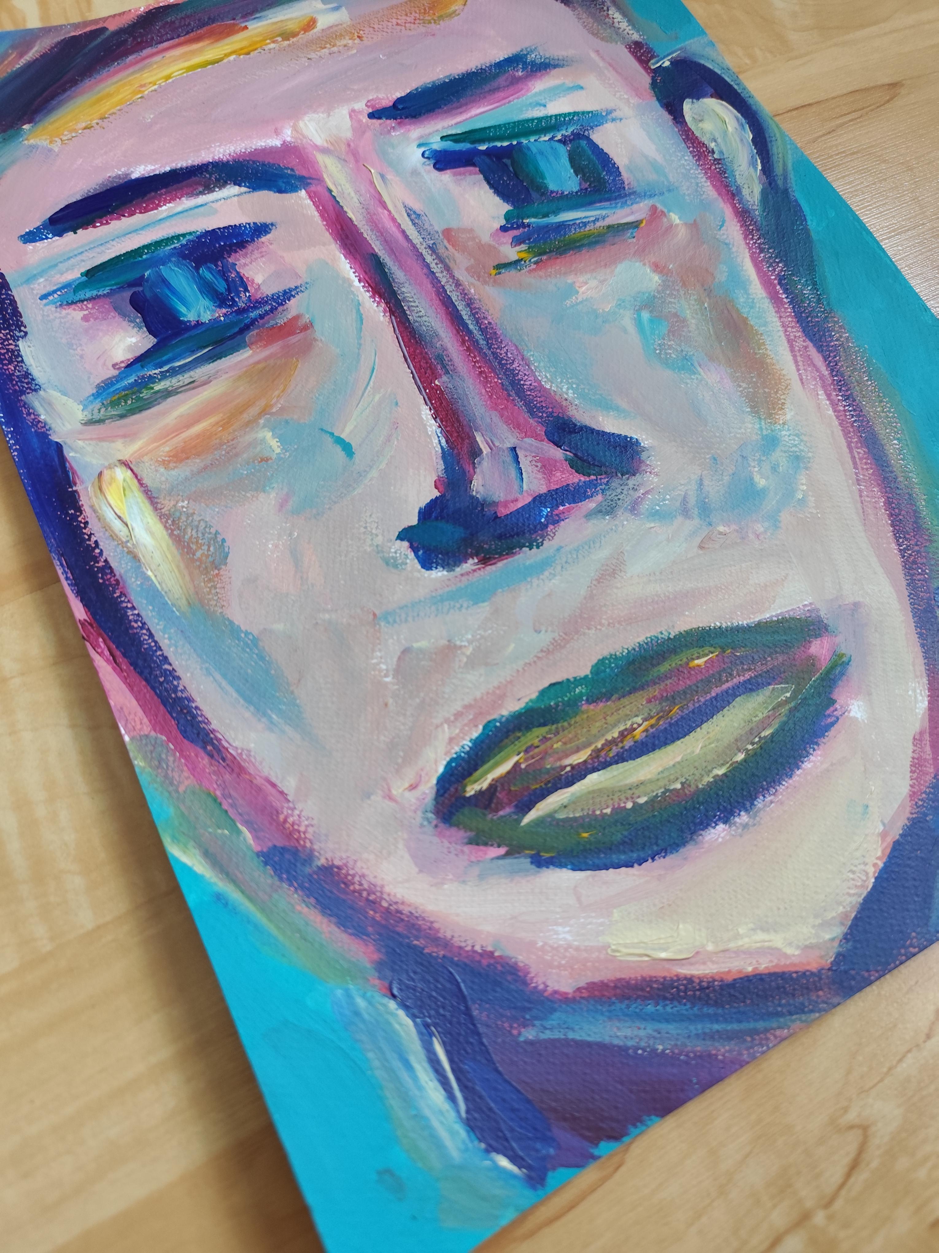 Portrait d'homme abstrait expressionniste contemporain 