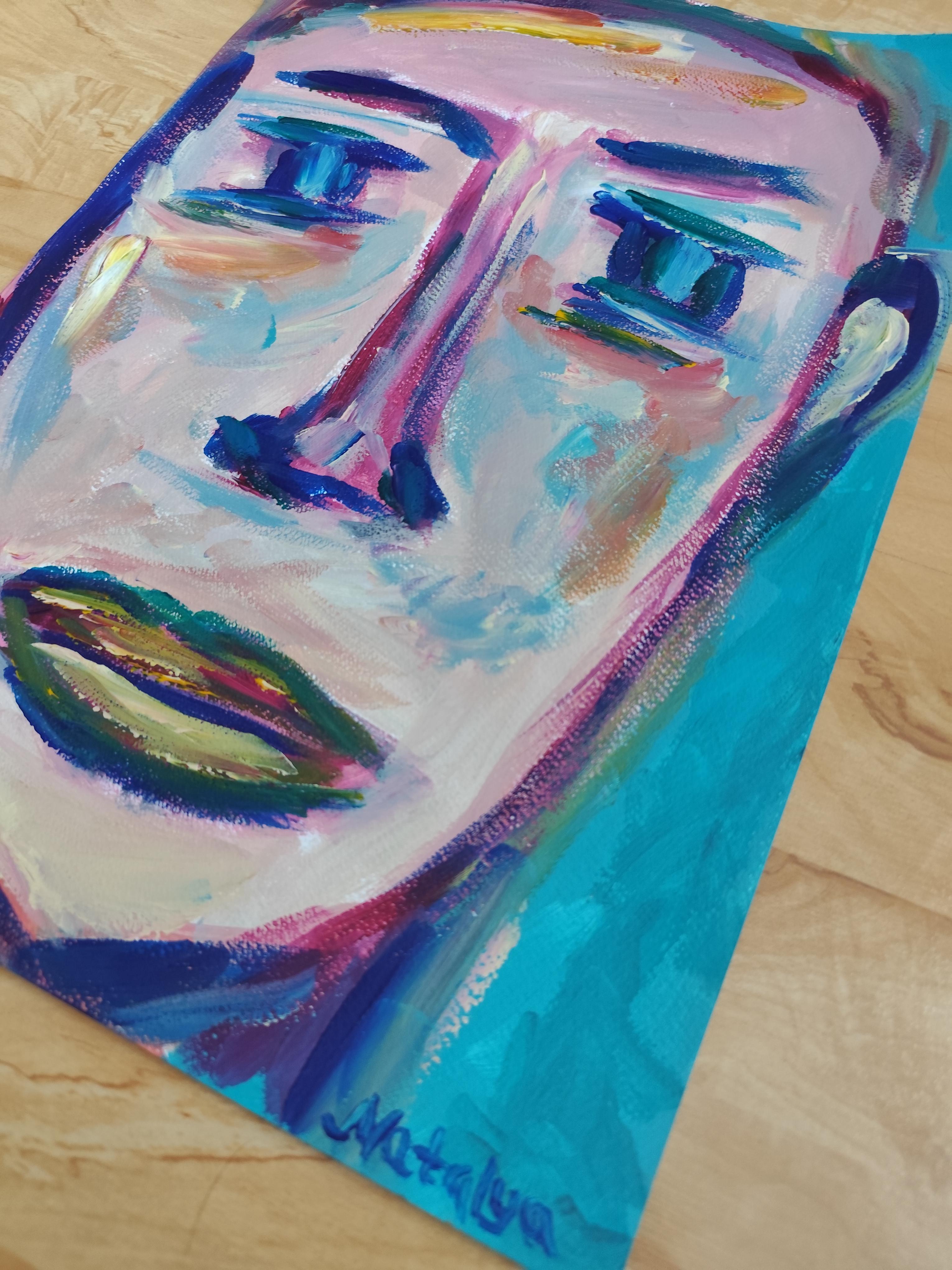 Portrait d'homme abstrait expressionniste contemporain 