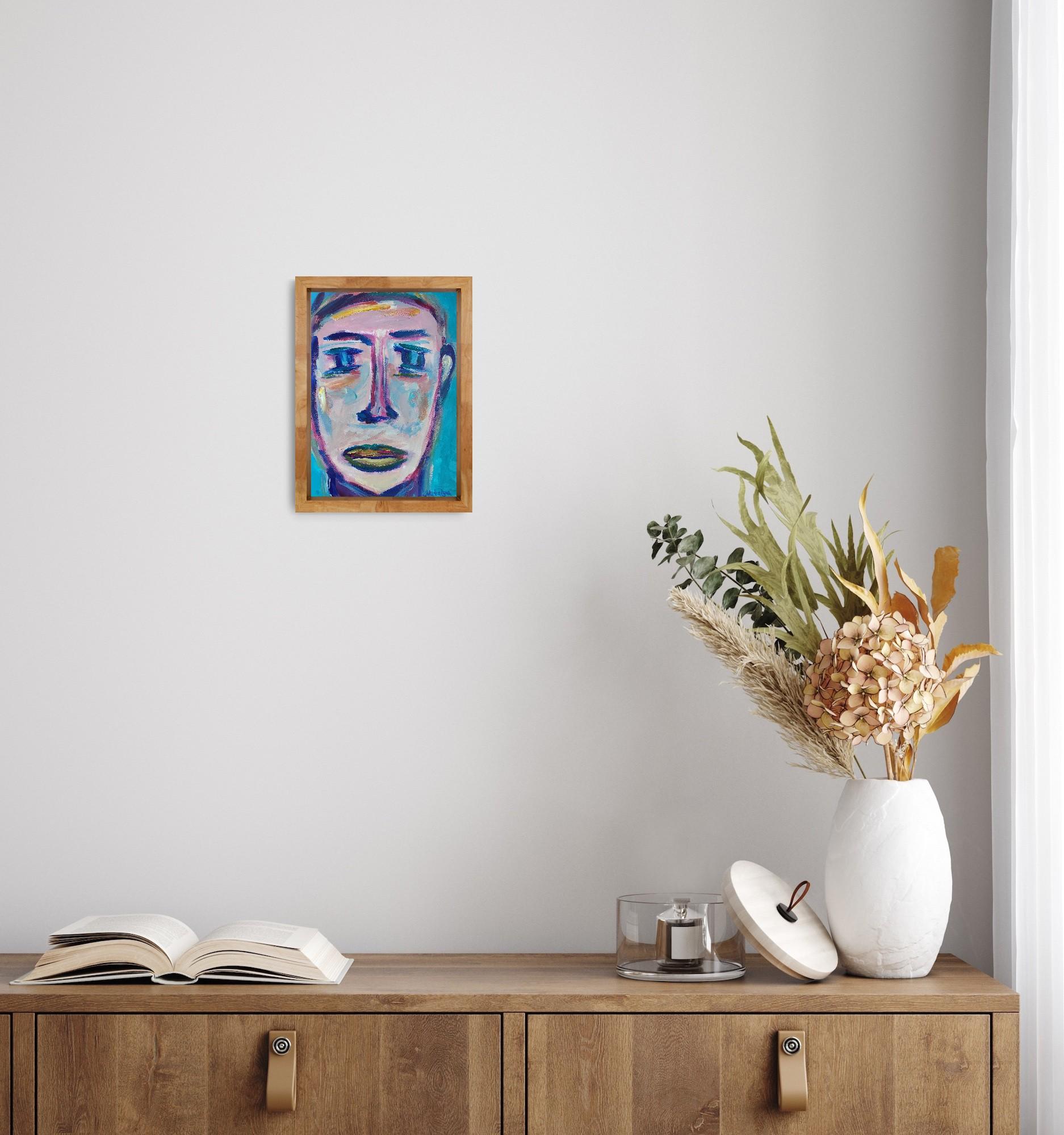 Portrait d'homme abstrait expressionniste contemporain 