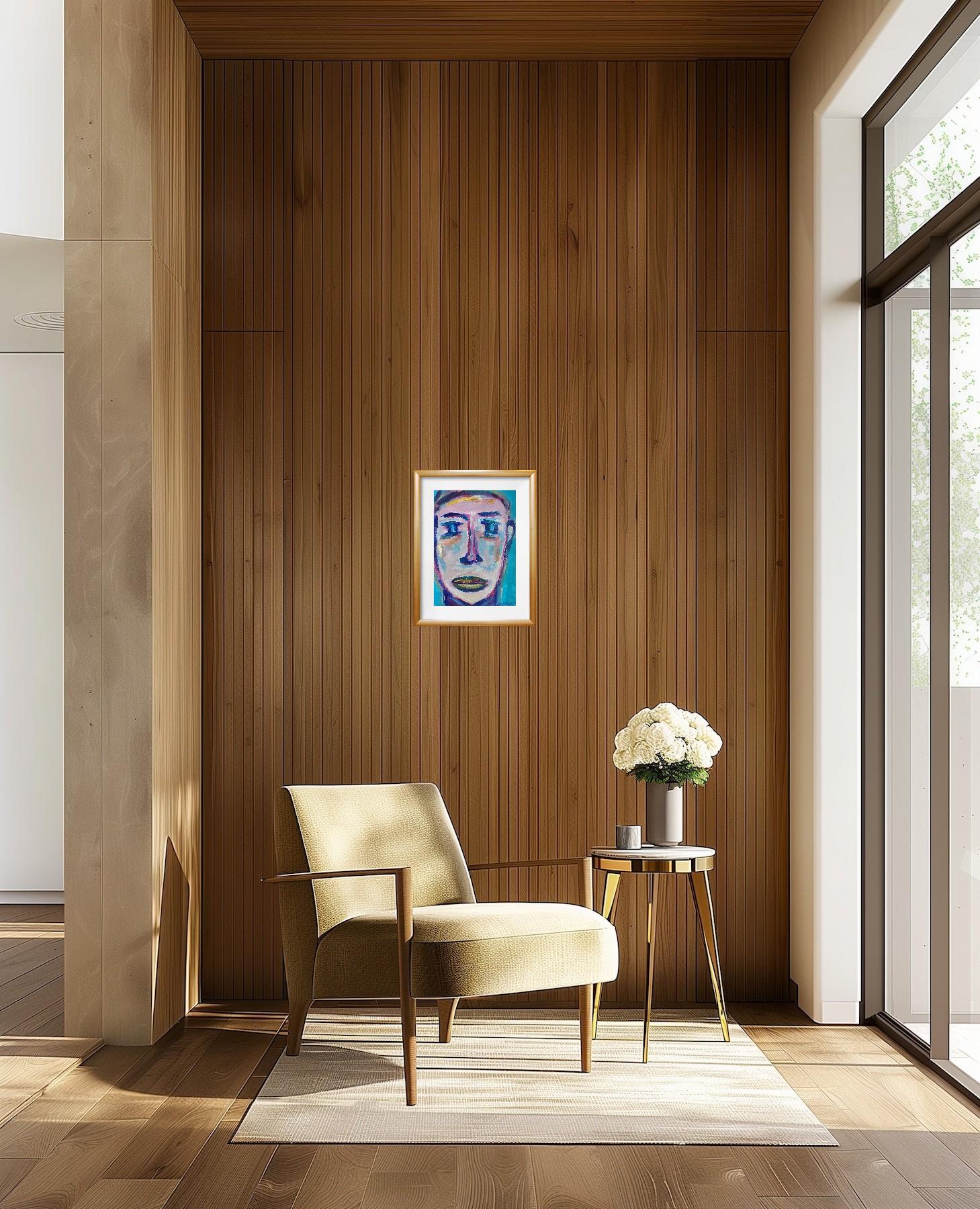 Portrait d'homme abstrait expressionniste contemporain 