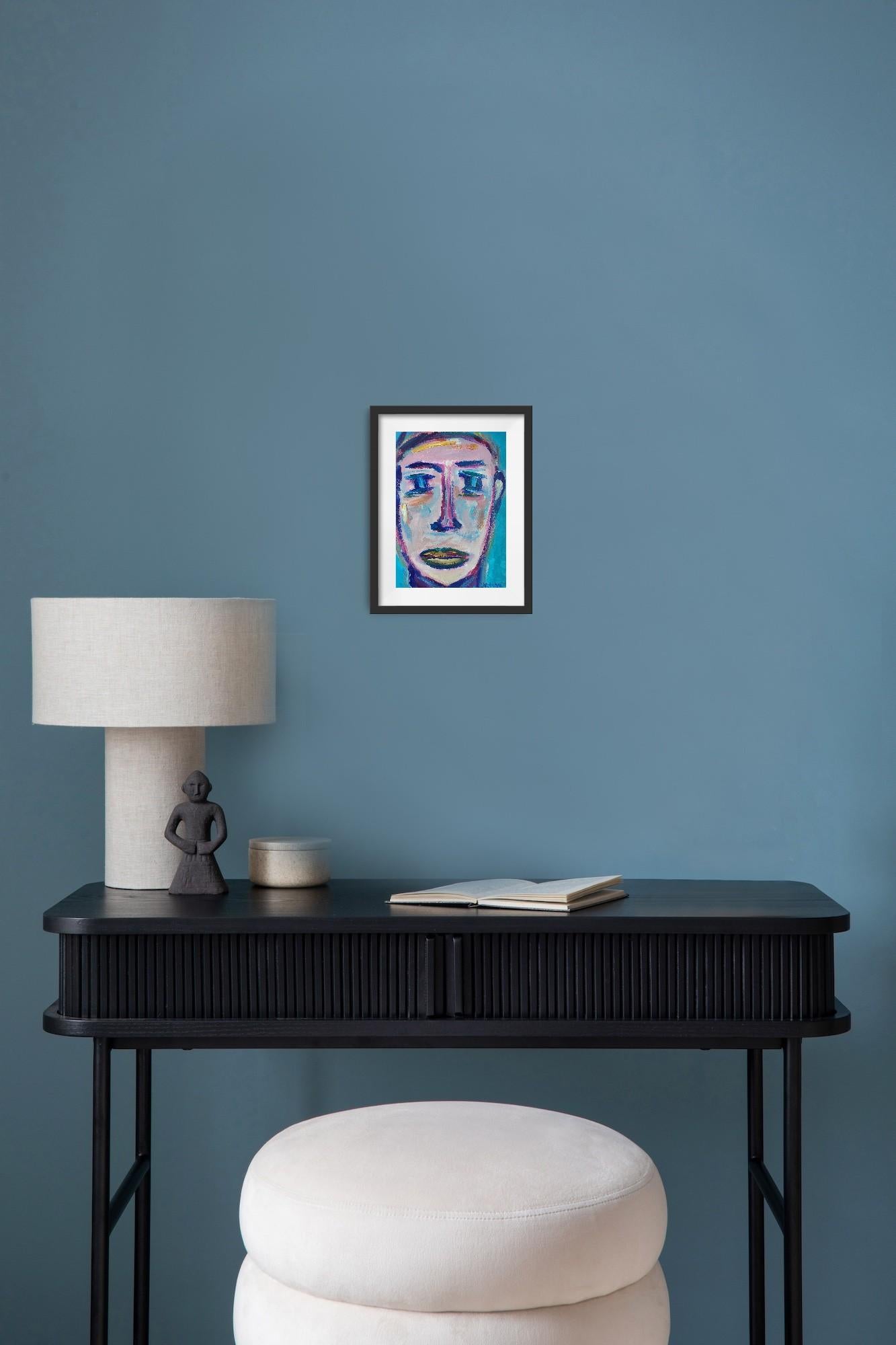 Portrait d'homme abstrait expressionniste contemporain 