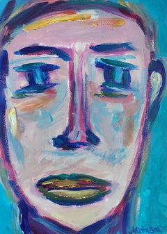 Contemporary expressionist abstract man's portrait "The soul behind the gaze"