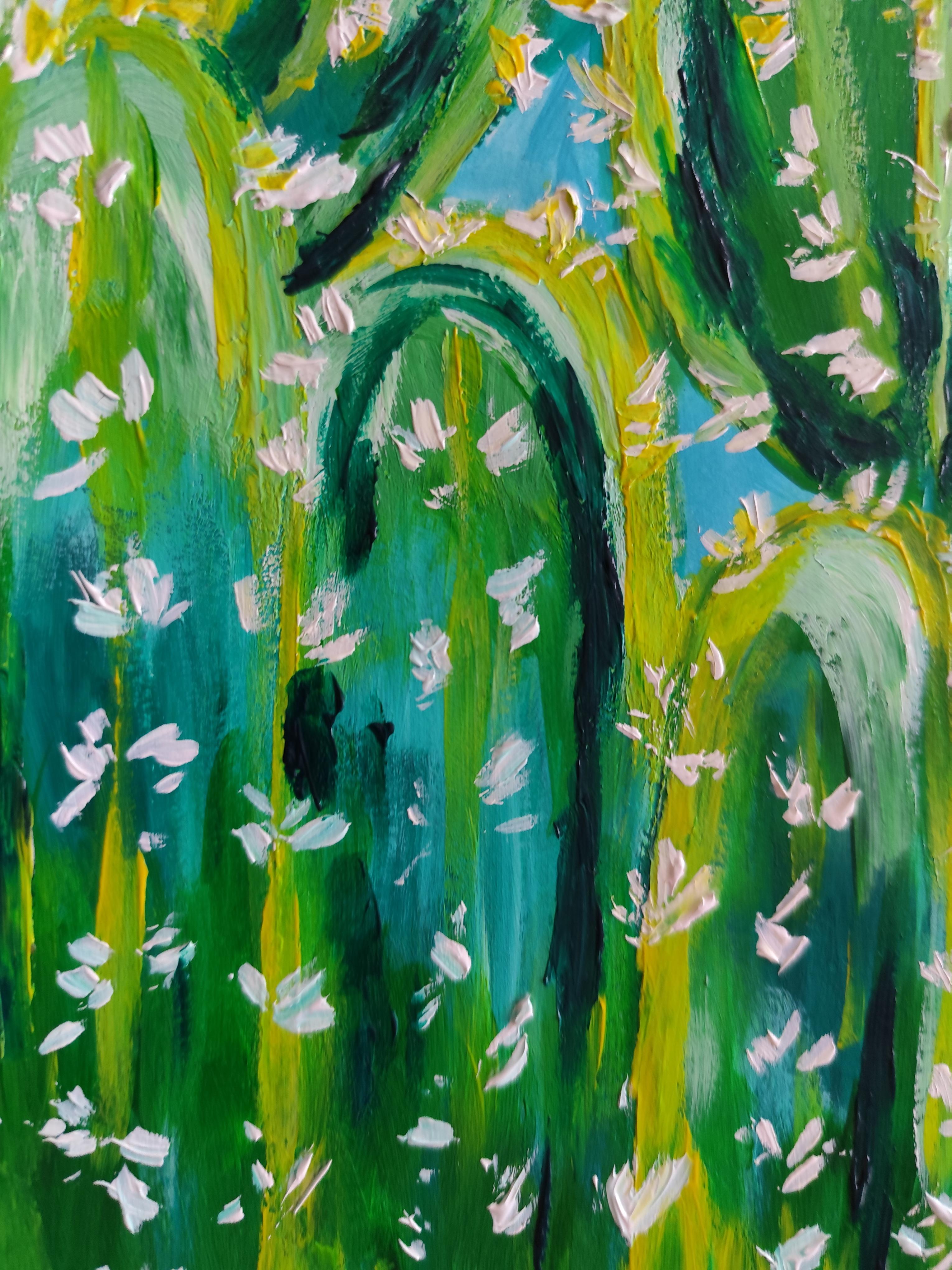 Pintura acrílica expresionista contemporánea Flora del desierto 