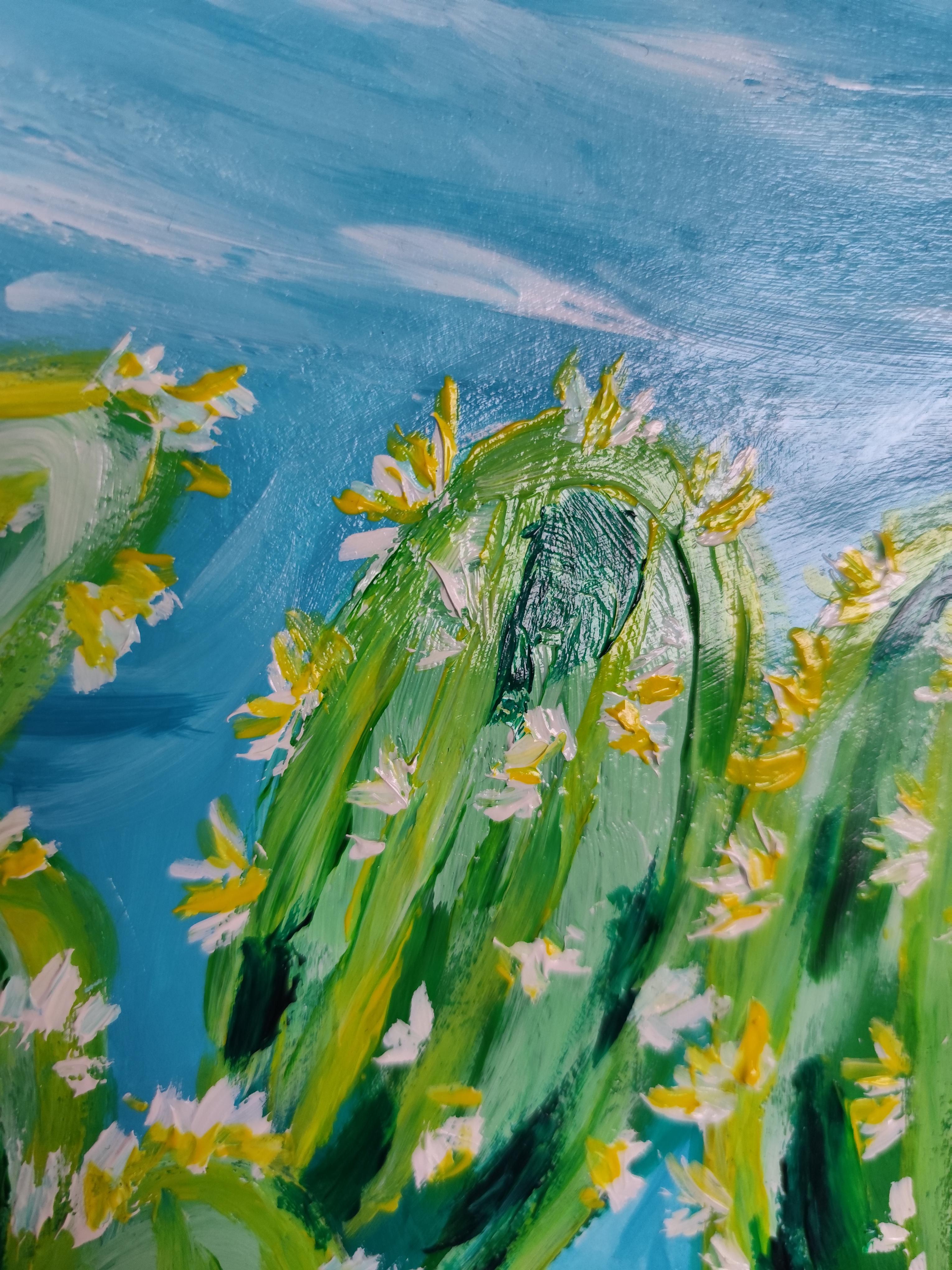 Pintura acrílica expresionista contemporánea Flora del desierto 