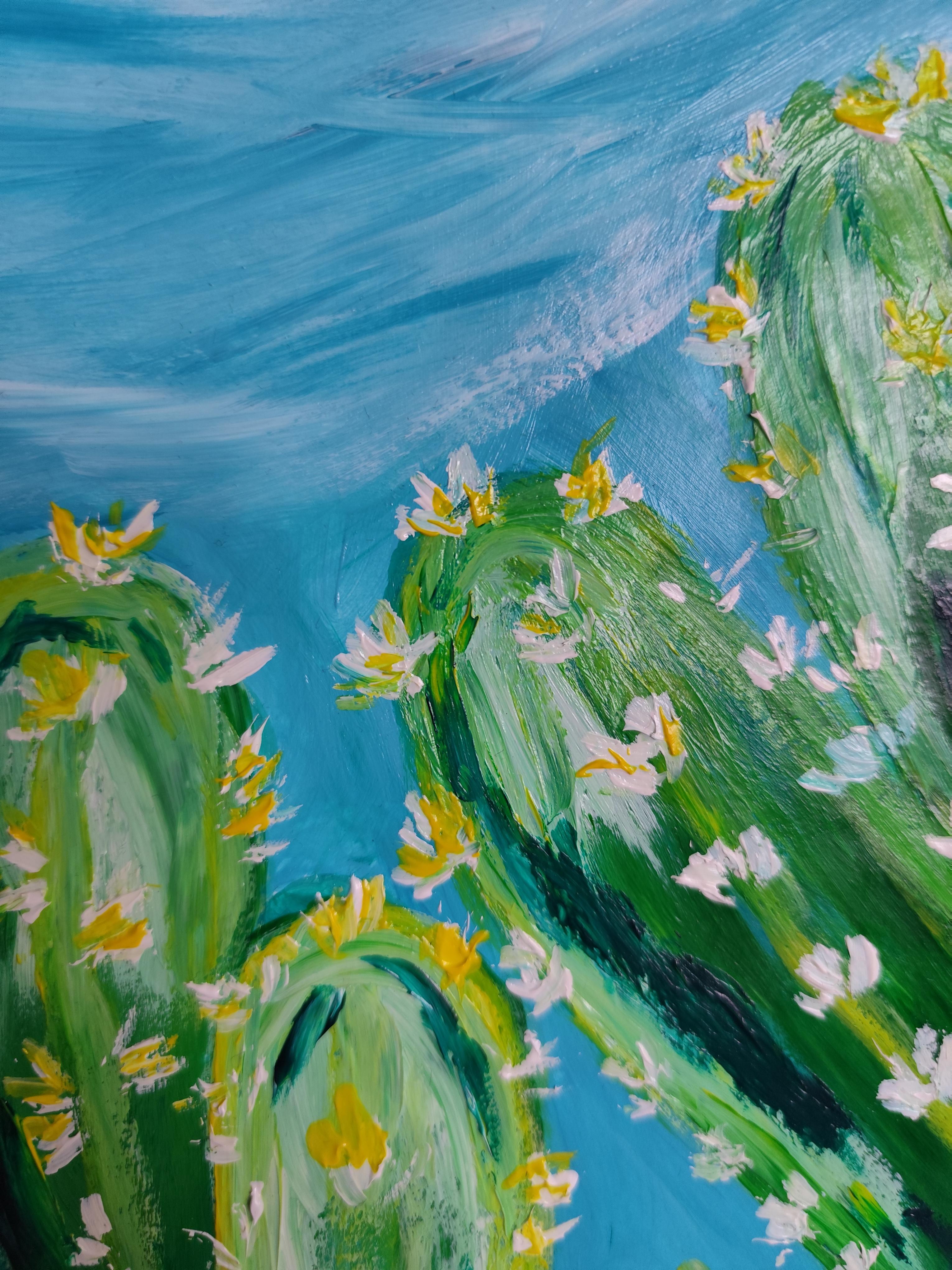 Pintura acrílica expresionista contemporánea Flora del desierto 