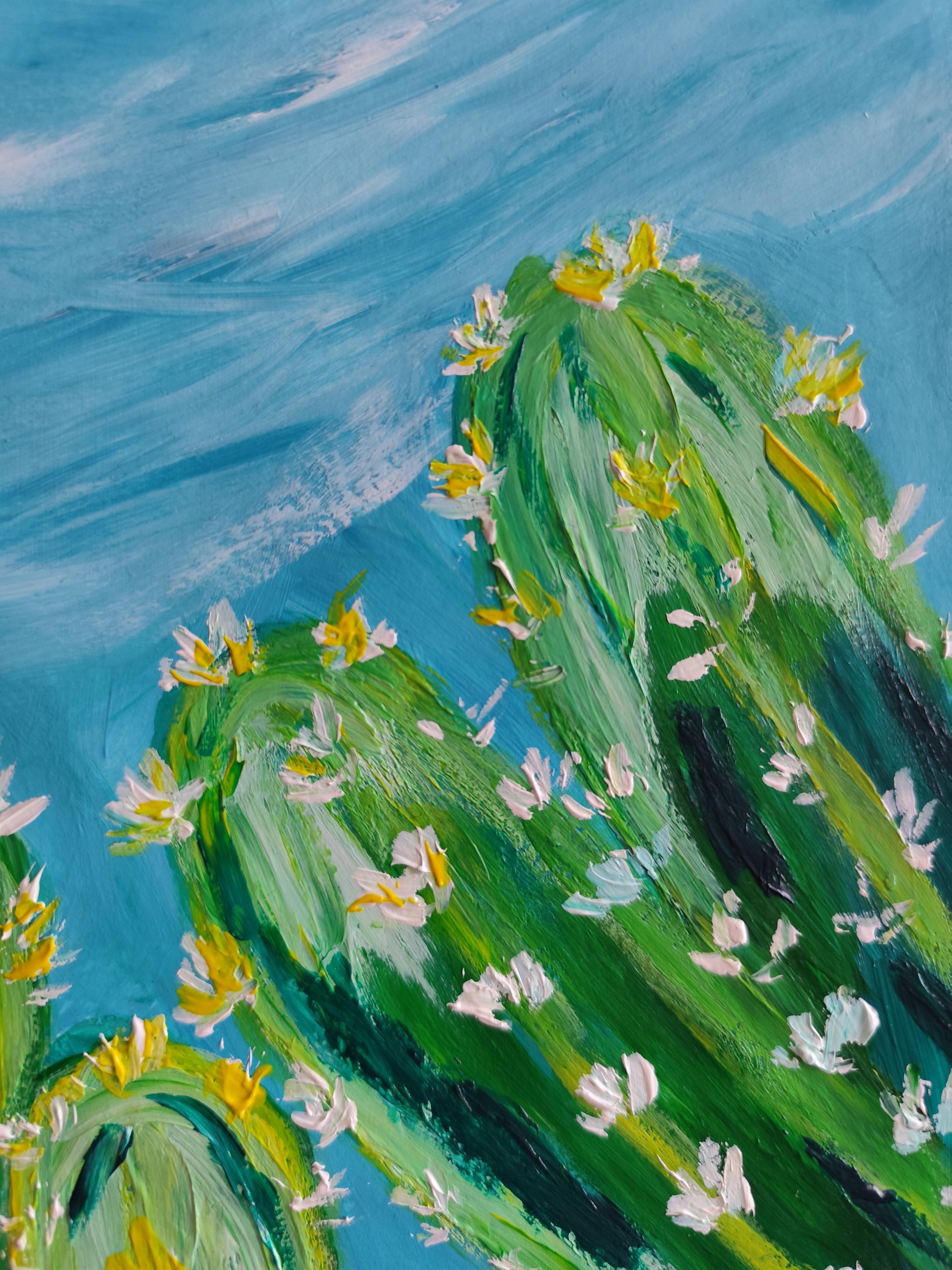 Pintura acrílica expresionista contemporánea Flora del desierto 
