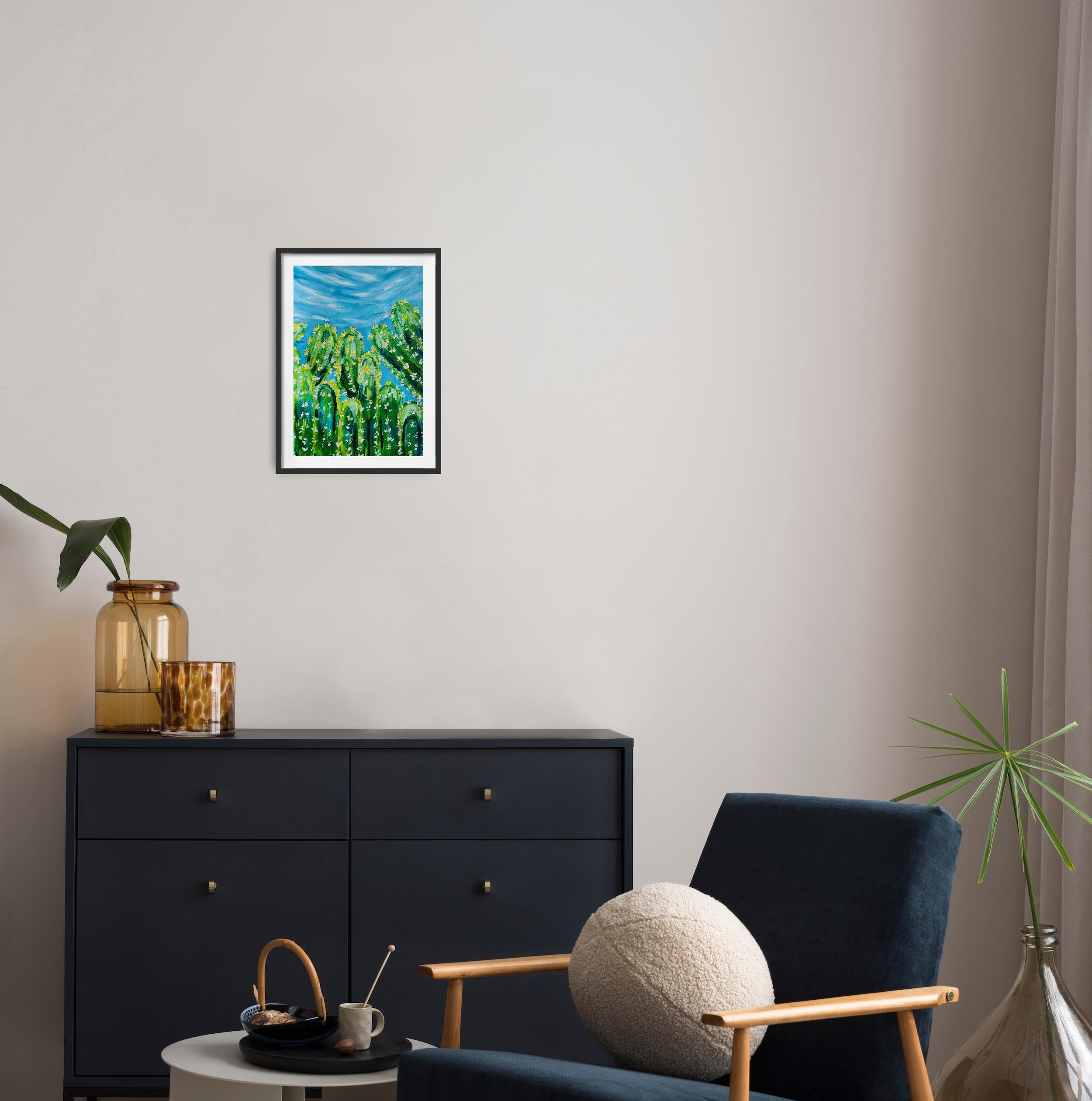 Pintura acrílica expresionista contemporánea Flora del desierto 