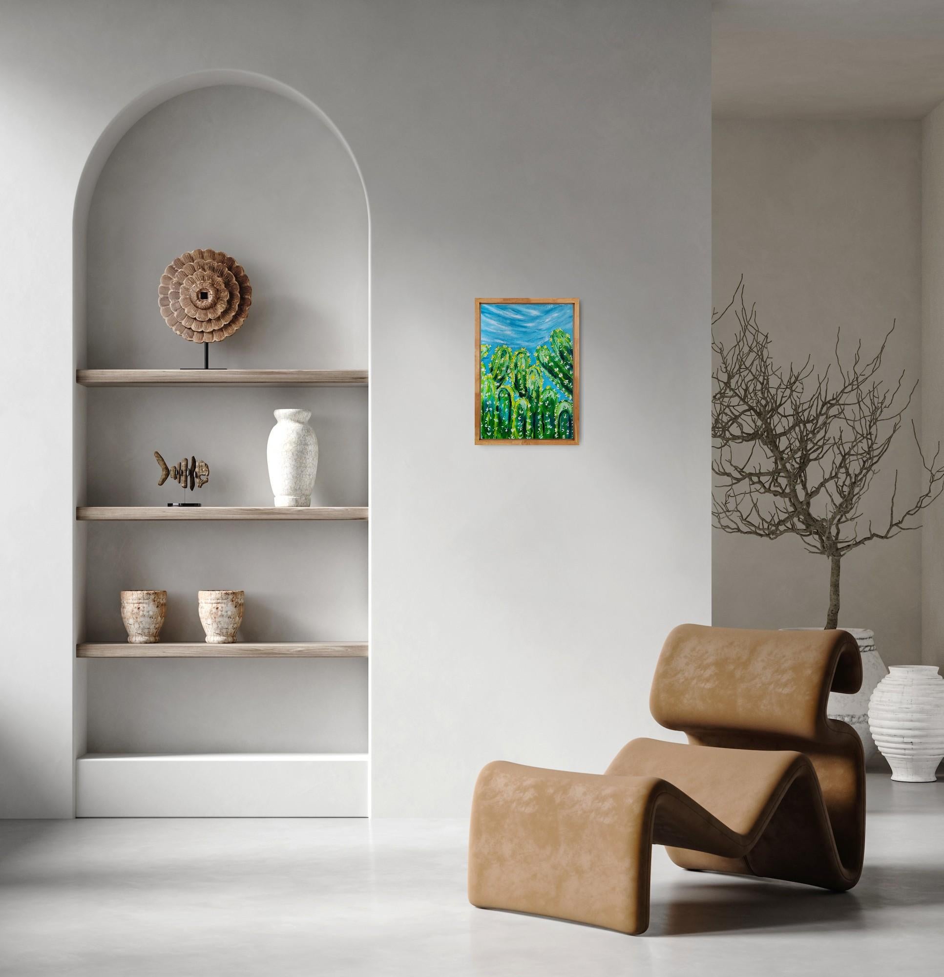 Pintura acrílica expresionista contemporánea Flora del desierto 