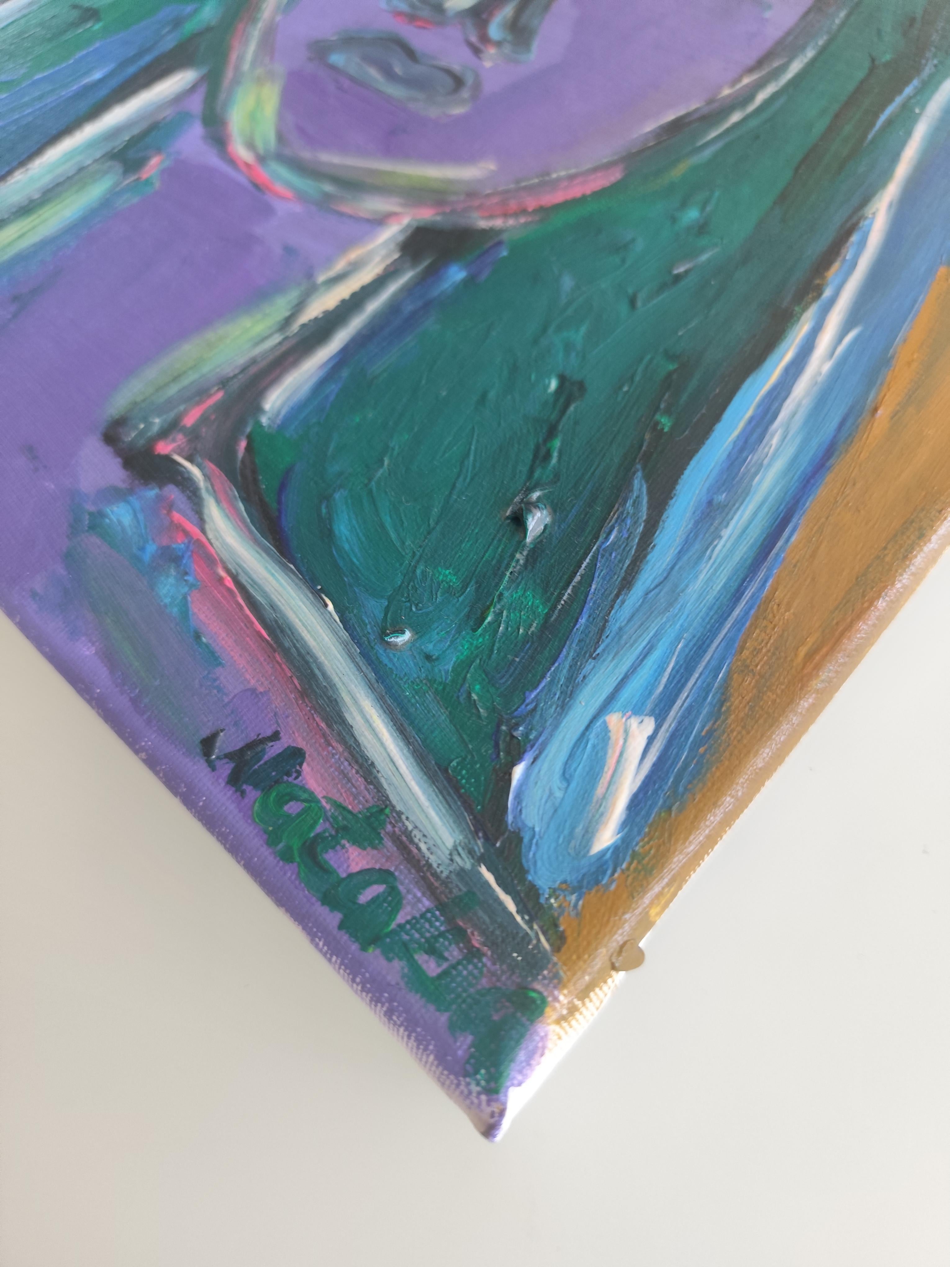 Contemporary Expressionist portrait woman acrylic on canvas 