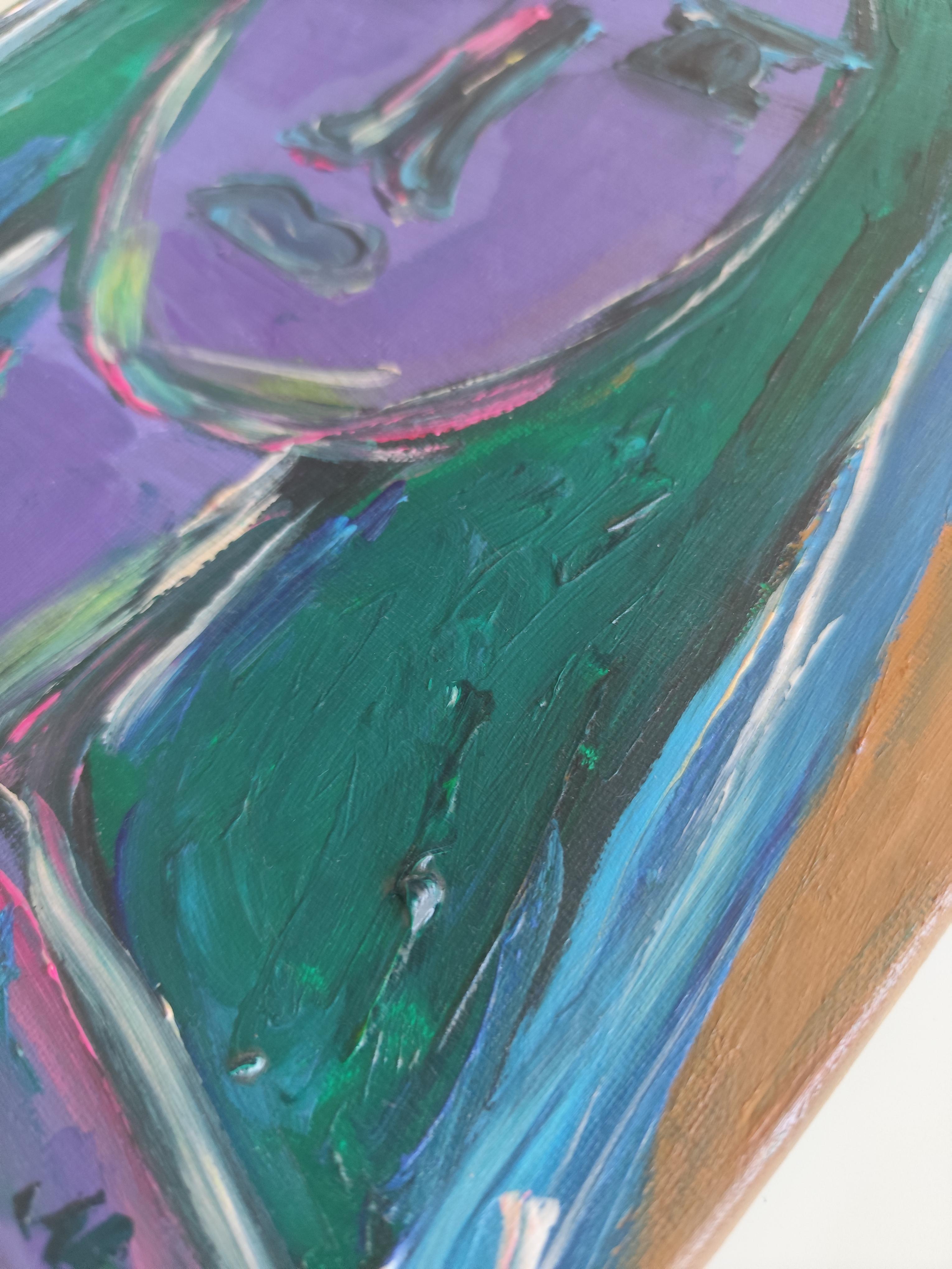 Contemporary Expressionist portrait woman acrylic on canvas 
