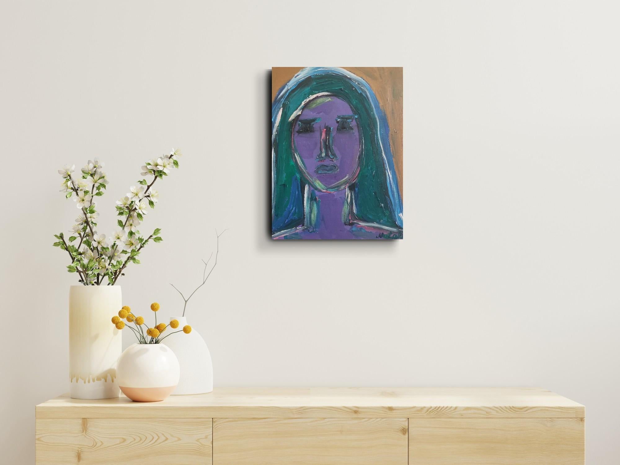 Contemporary Expressionist portrait woman acrylic on canvas 