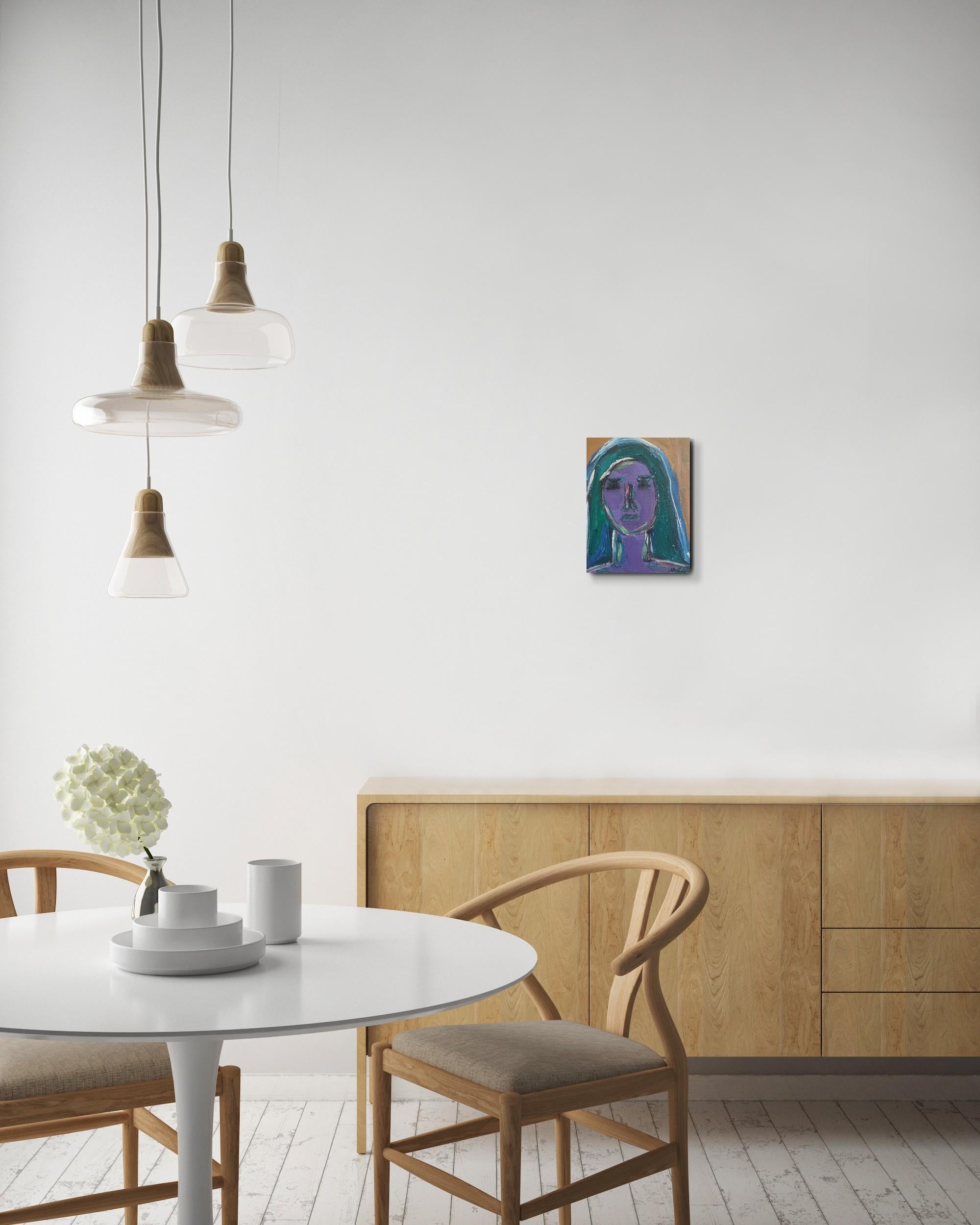 Contemporary Expressionist portrait woman acrylic on canvas 