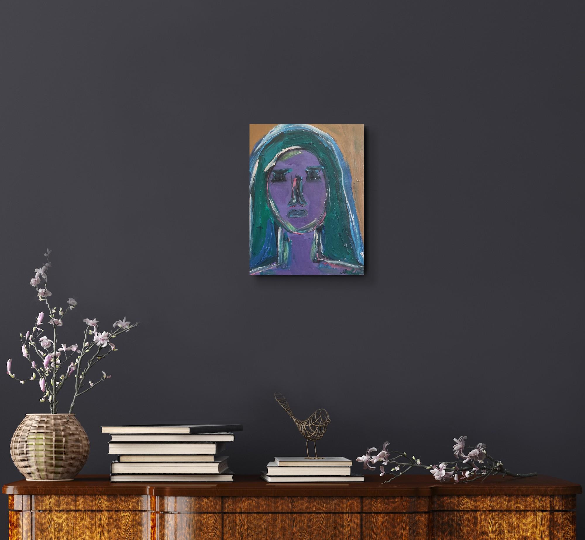 Contemporary Expressionist portrait woman acrylic on canvas 