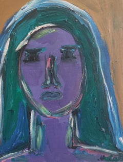 Portrait expressionniste contemporain femme acrylique sur toile "Inner flame"
