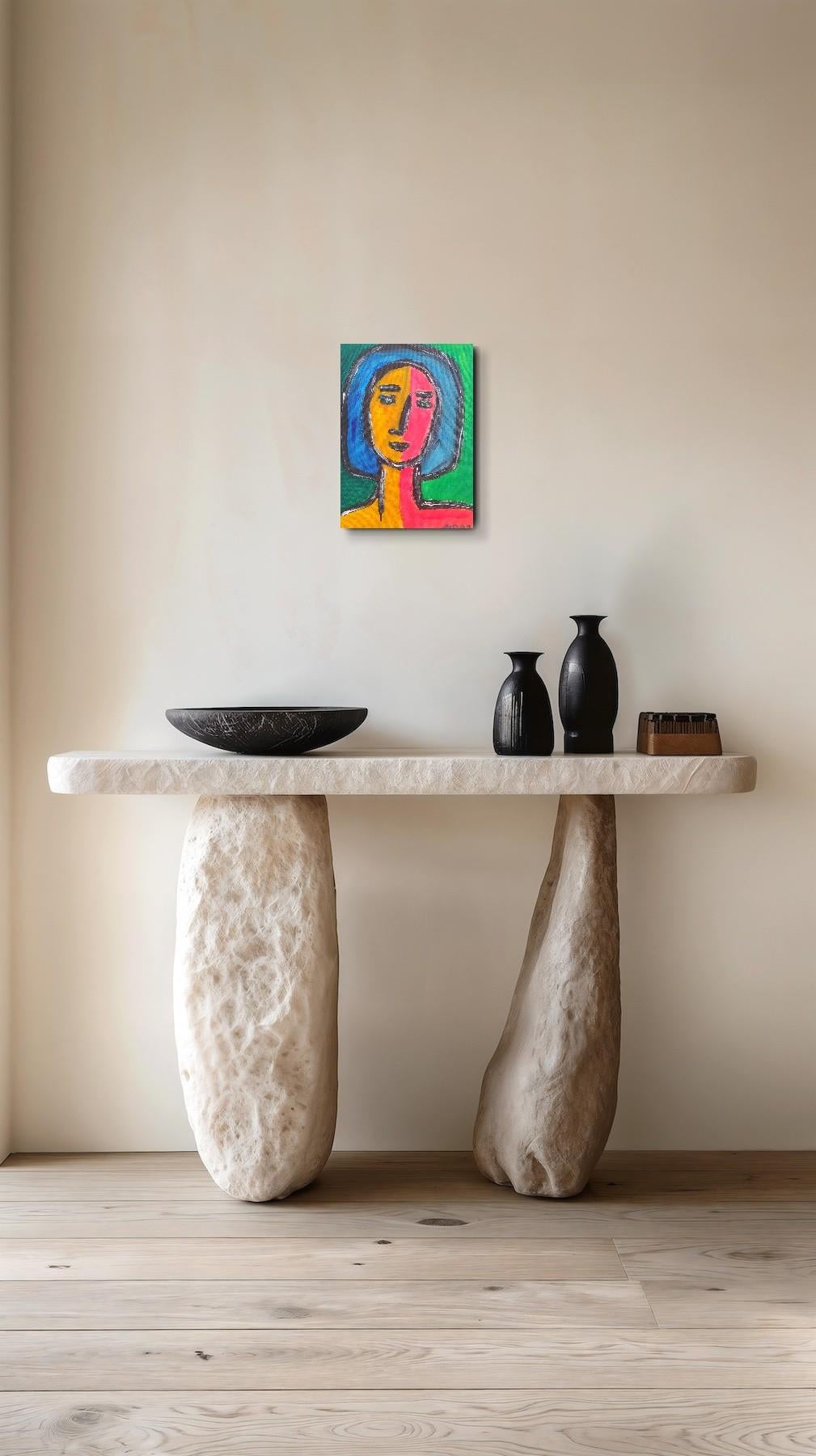 Portrait expressionniste contemporain femme acrylique sur toile 