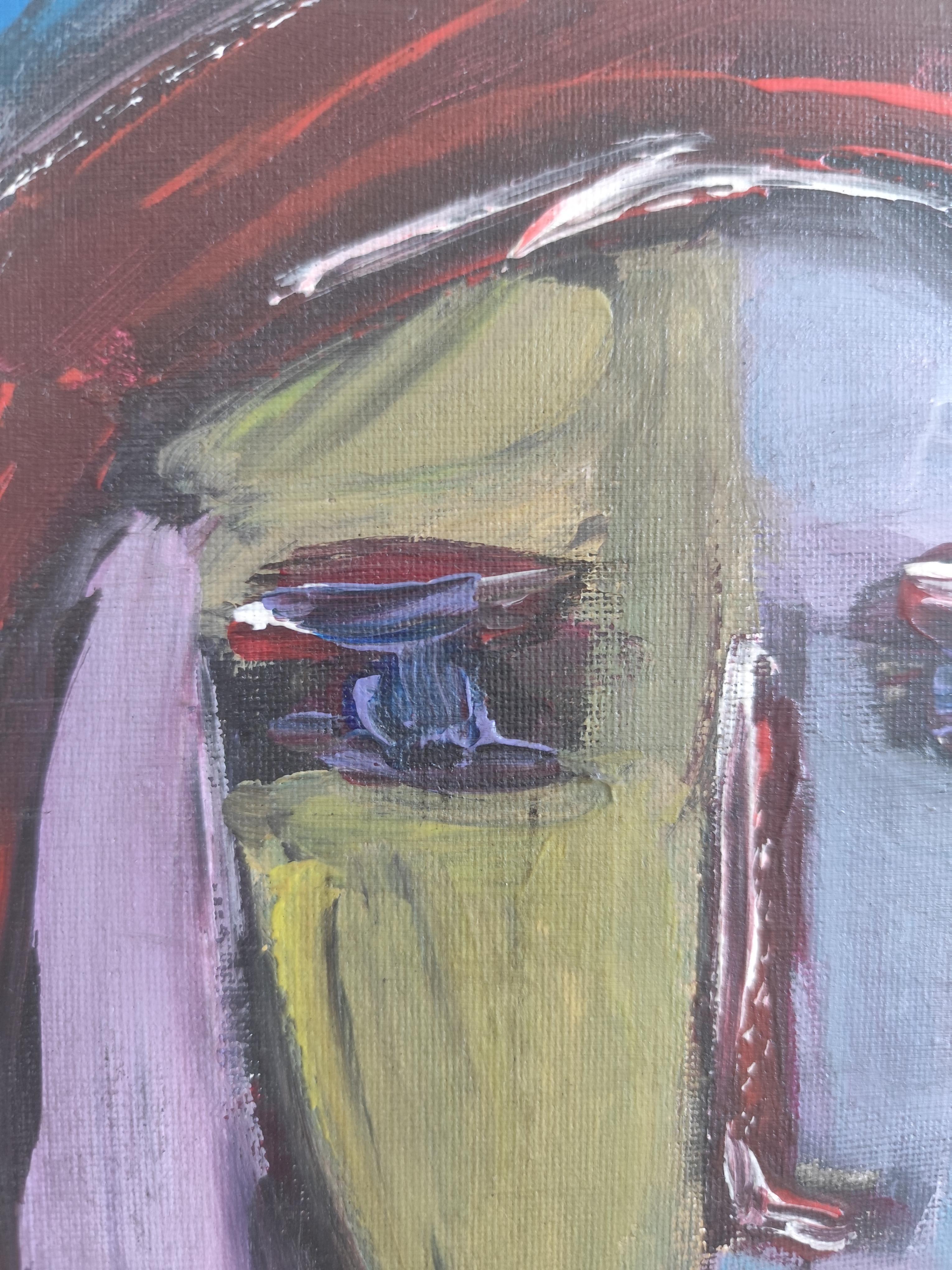 Portrait de femme expressionniste contemporain acrylique sur toile 