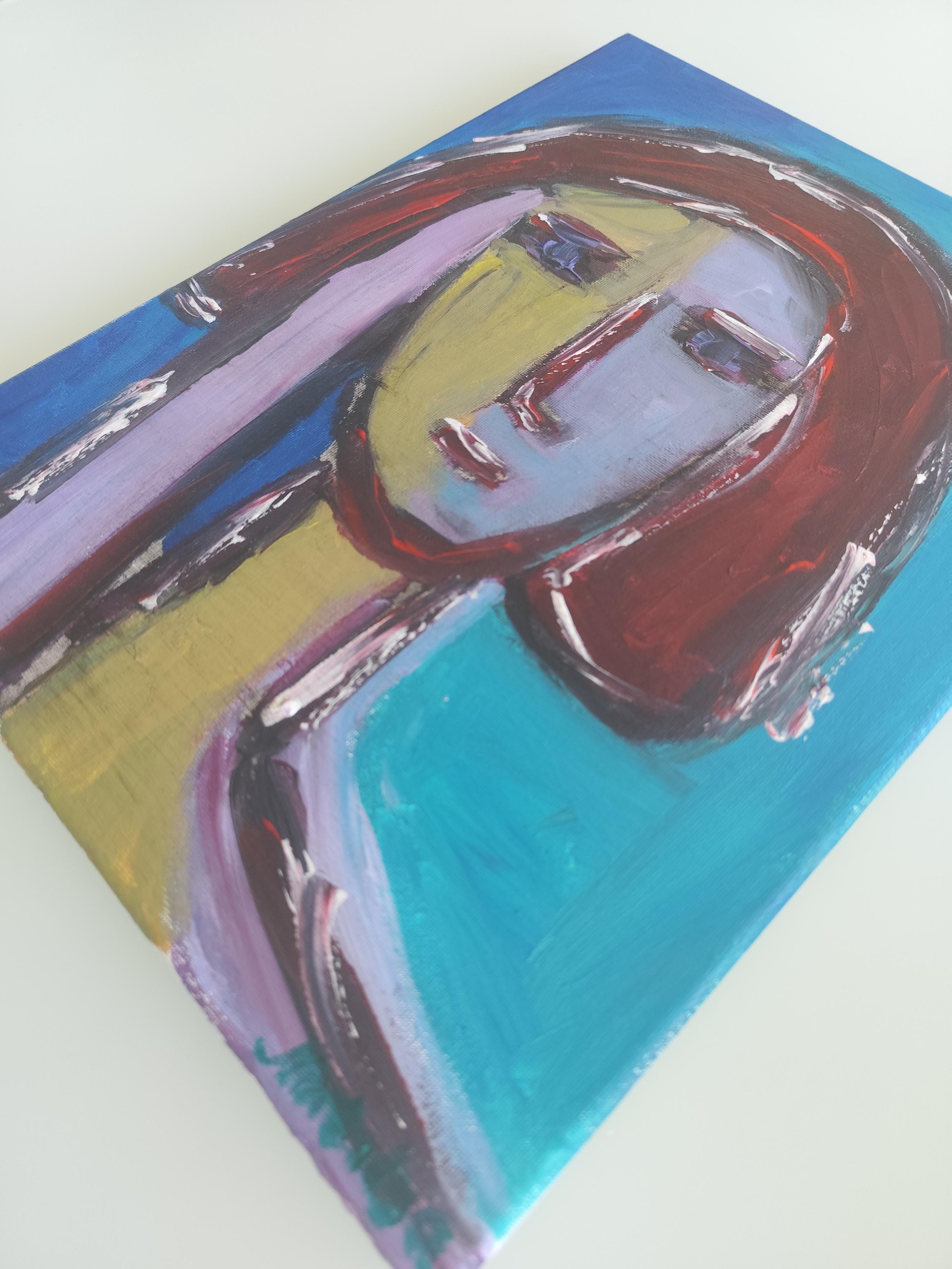 Portrait de femme expressionniste contemporain acrylique sur toile 