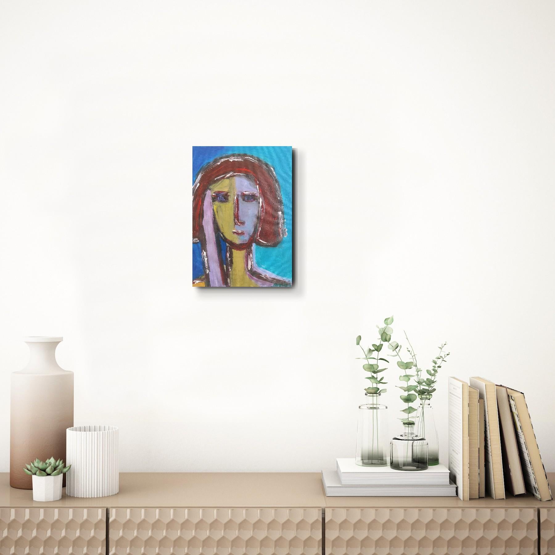 Portrait de femme expressionniste contemporain acrylique sur toile 